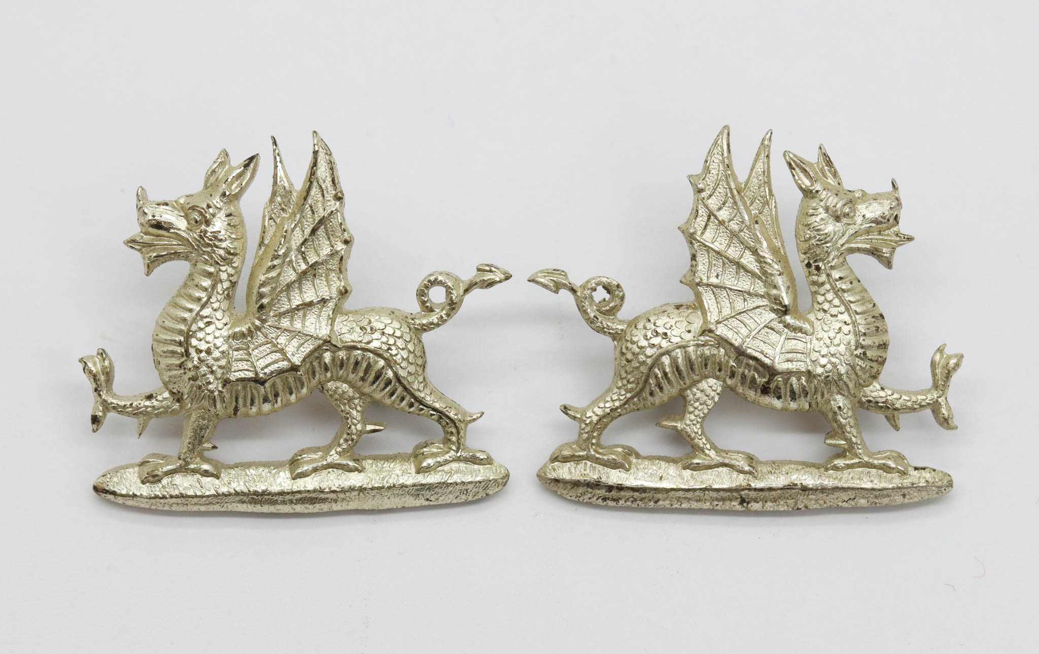 Pair of 1st Bn. Monmouthshire Regiment Officer's Collar Badges