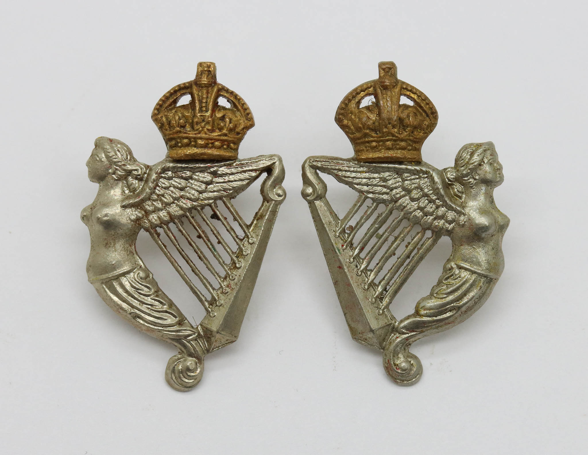 Pair of 8th King's Royal Irish Hussars Collar Badges - King's Crown