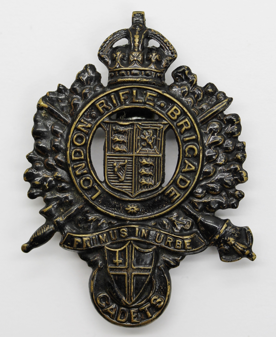 London Rifle Brigade Cadets Cap Badge - King's Crown