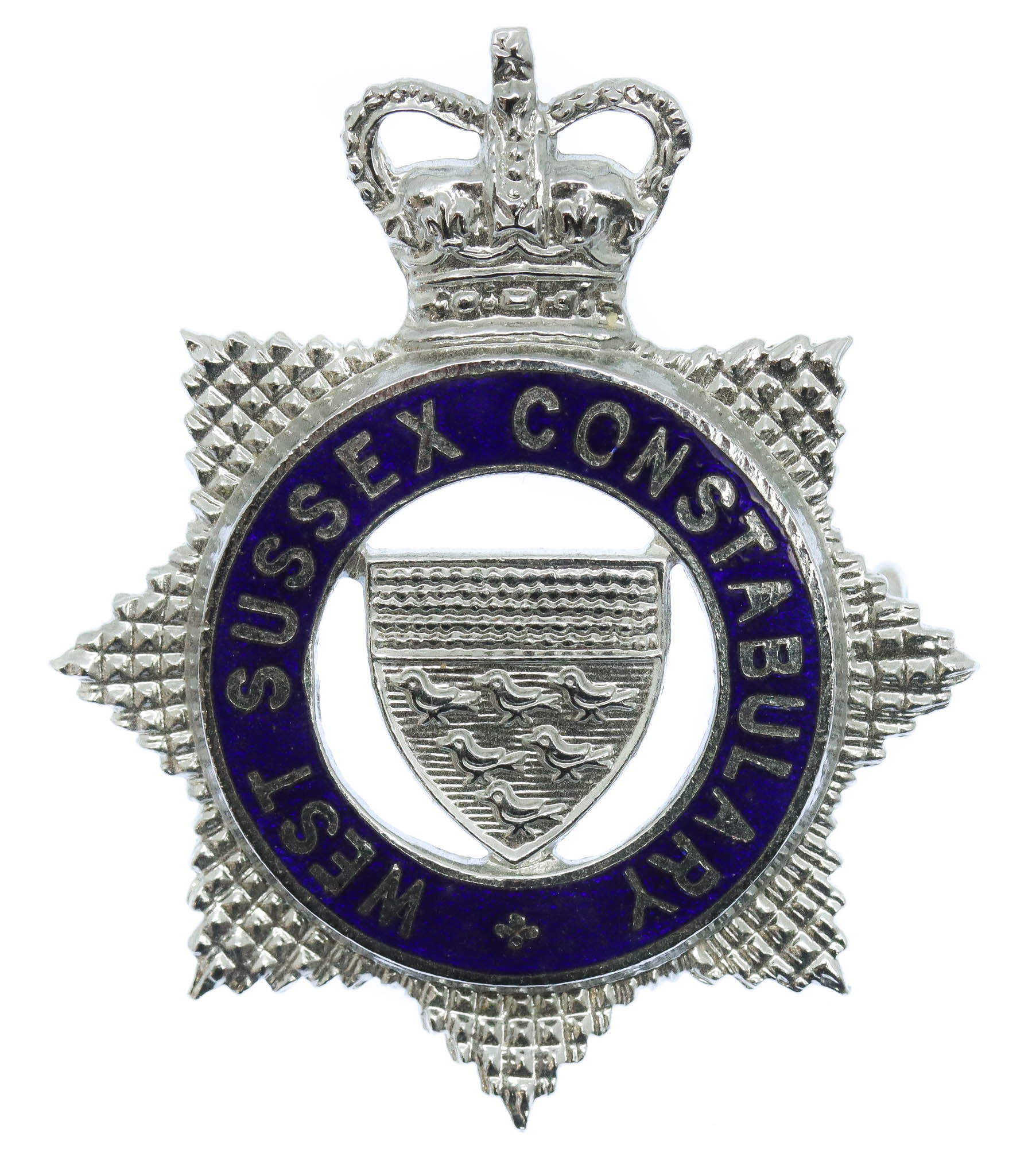West Sussex Constabulary Senior Officer's Enamelled Cap Badge - Queen's Crown