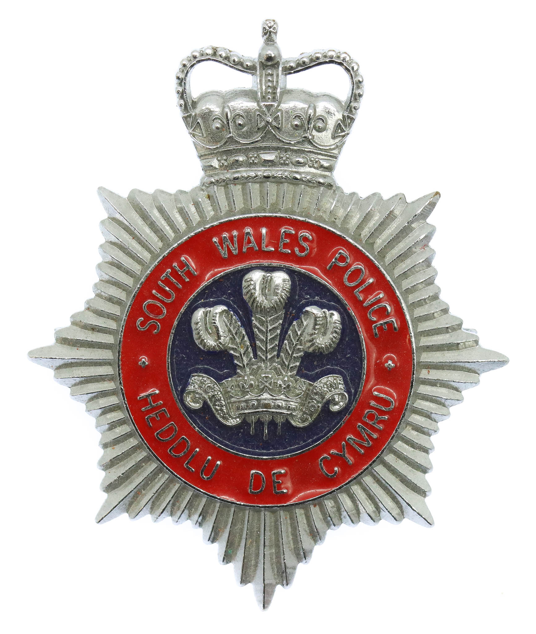 South Wales Police (Heddlu De Cymru) Enamelled Cap Badge - Queen's Crown