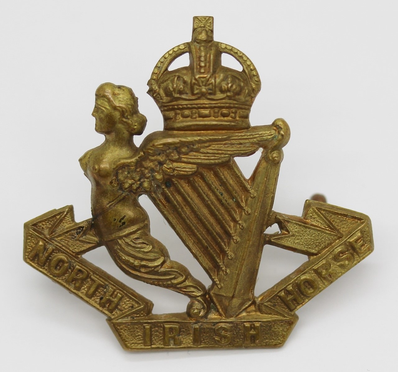 North Irish Horse Cap Badge - King's Crown (Non Voided Harp)
