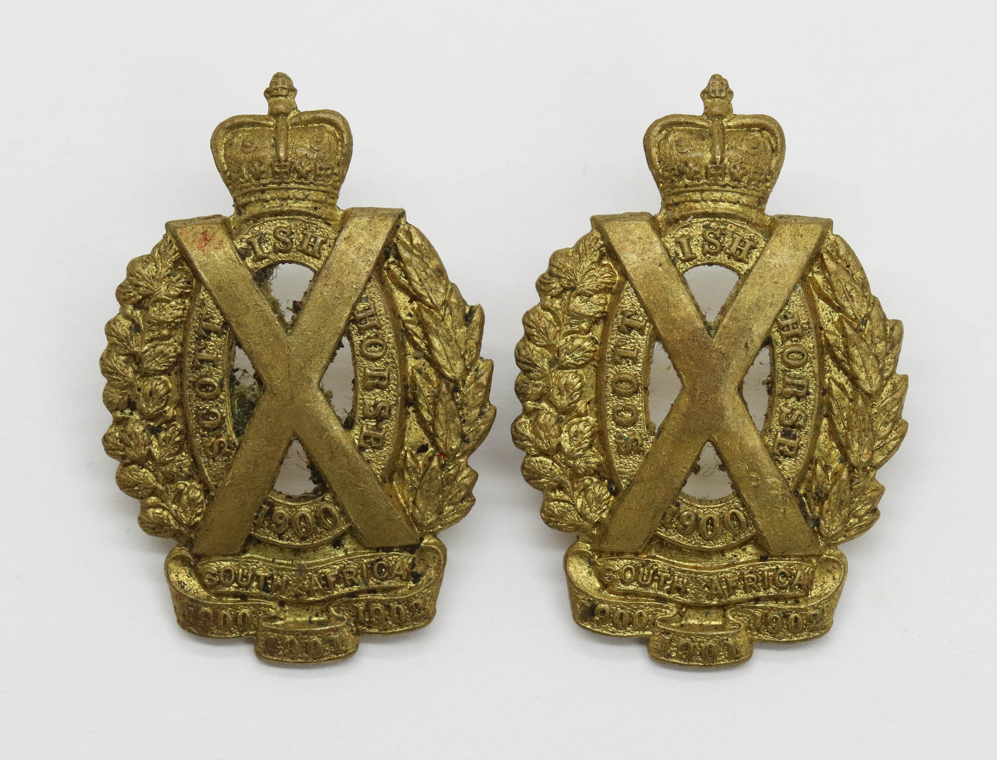Pair of Scottish Horse Yeomanry Collar Badges