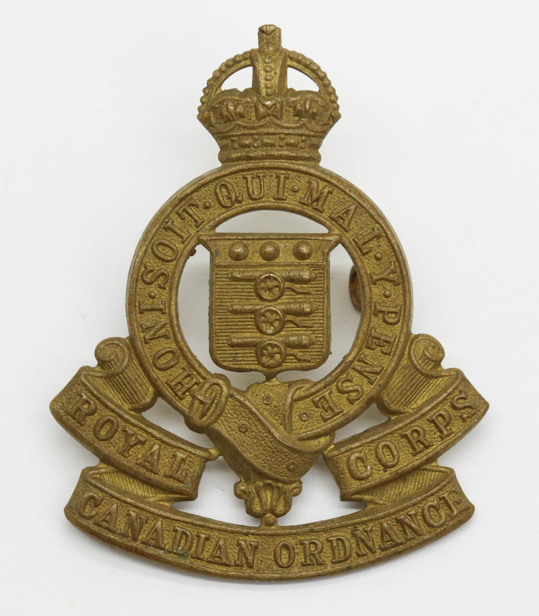 Royal Canadian Army Ordnance Corps Cap Badge - King's Crown