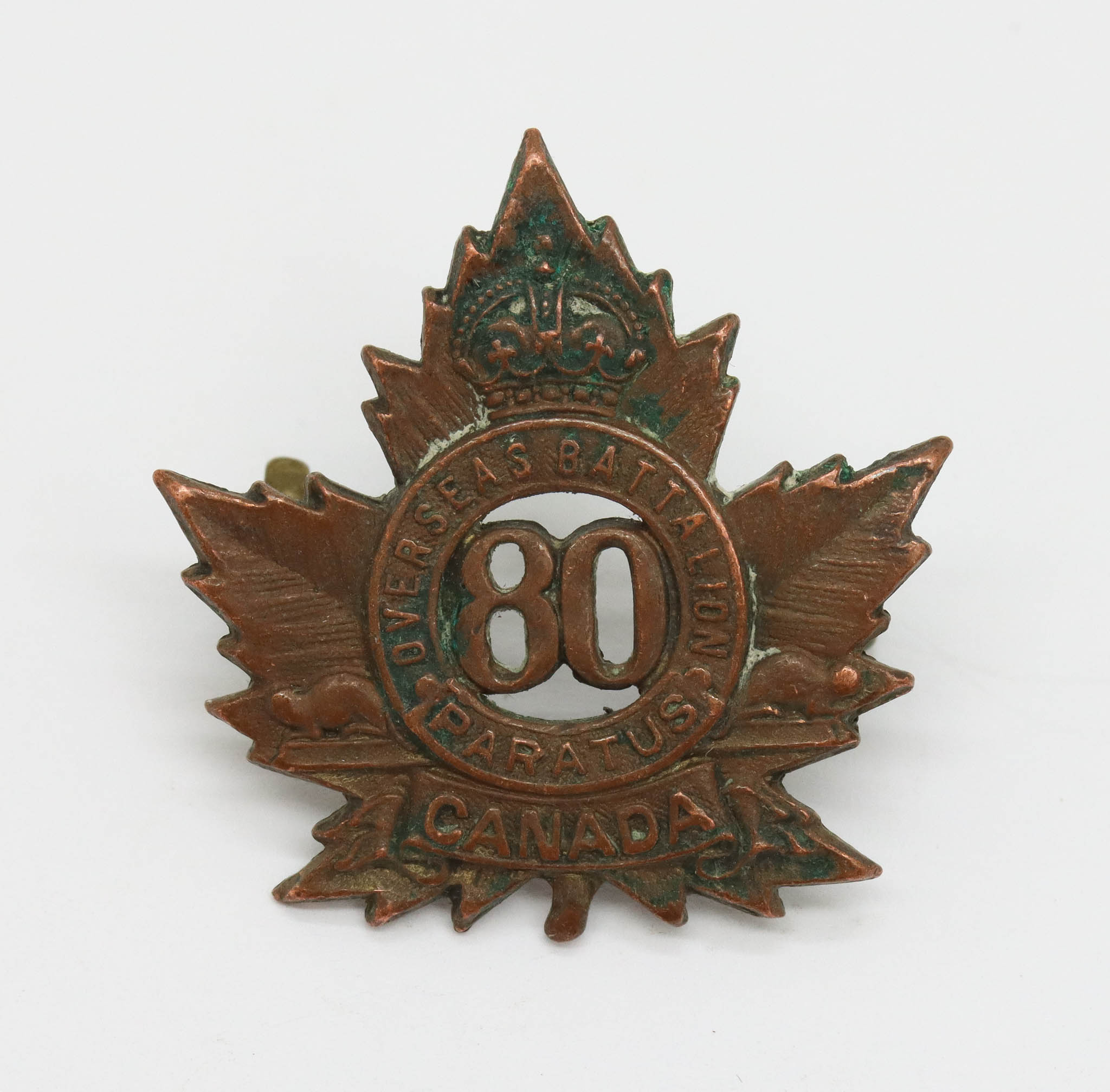 Canadian 80th Infantry Bn. C.E.F. WWI Collar Badge