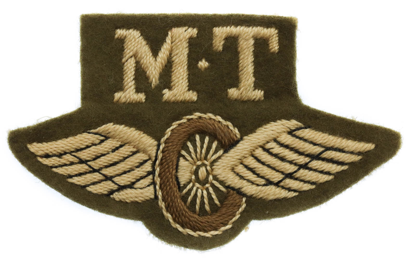 British Army Motor Transport (M.T.) Winged Wheel Cloth Proficiency Arm Badge
