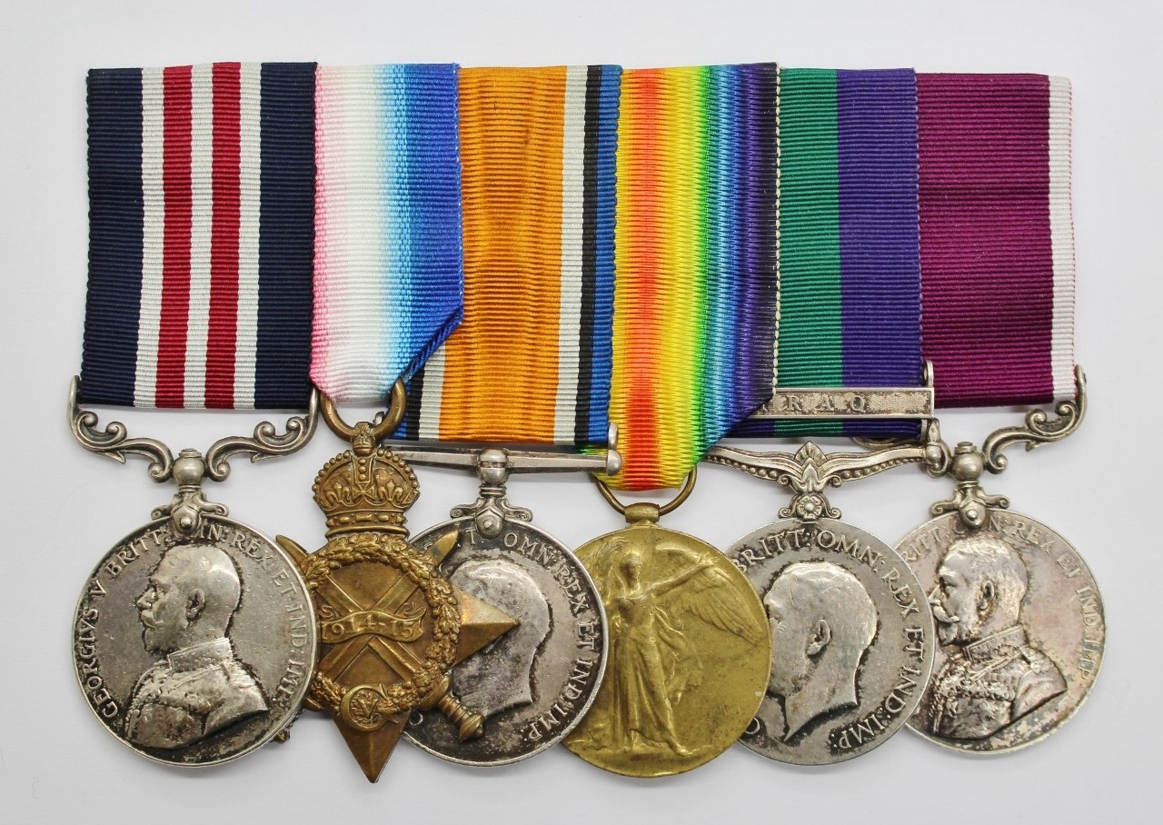 WW1 Military Medal, 1914-15 Star Trio, GSM (Clasp - Iraq) and LS&GC Medal Group of Six - Cpl. D. Cotter, Royal Artillery