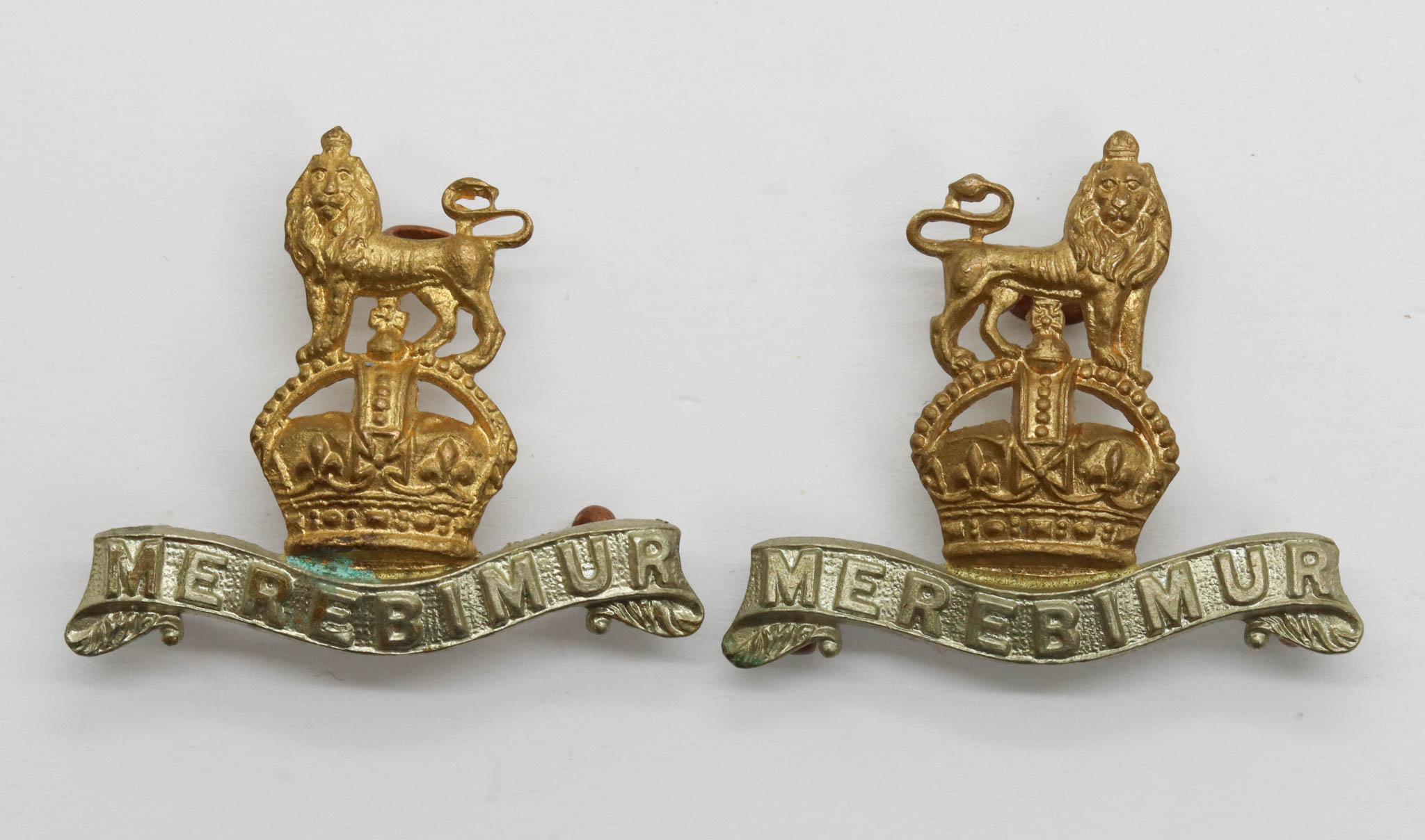 Pair of 15th/19th Hussars Collar Badges - King's Crown