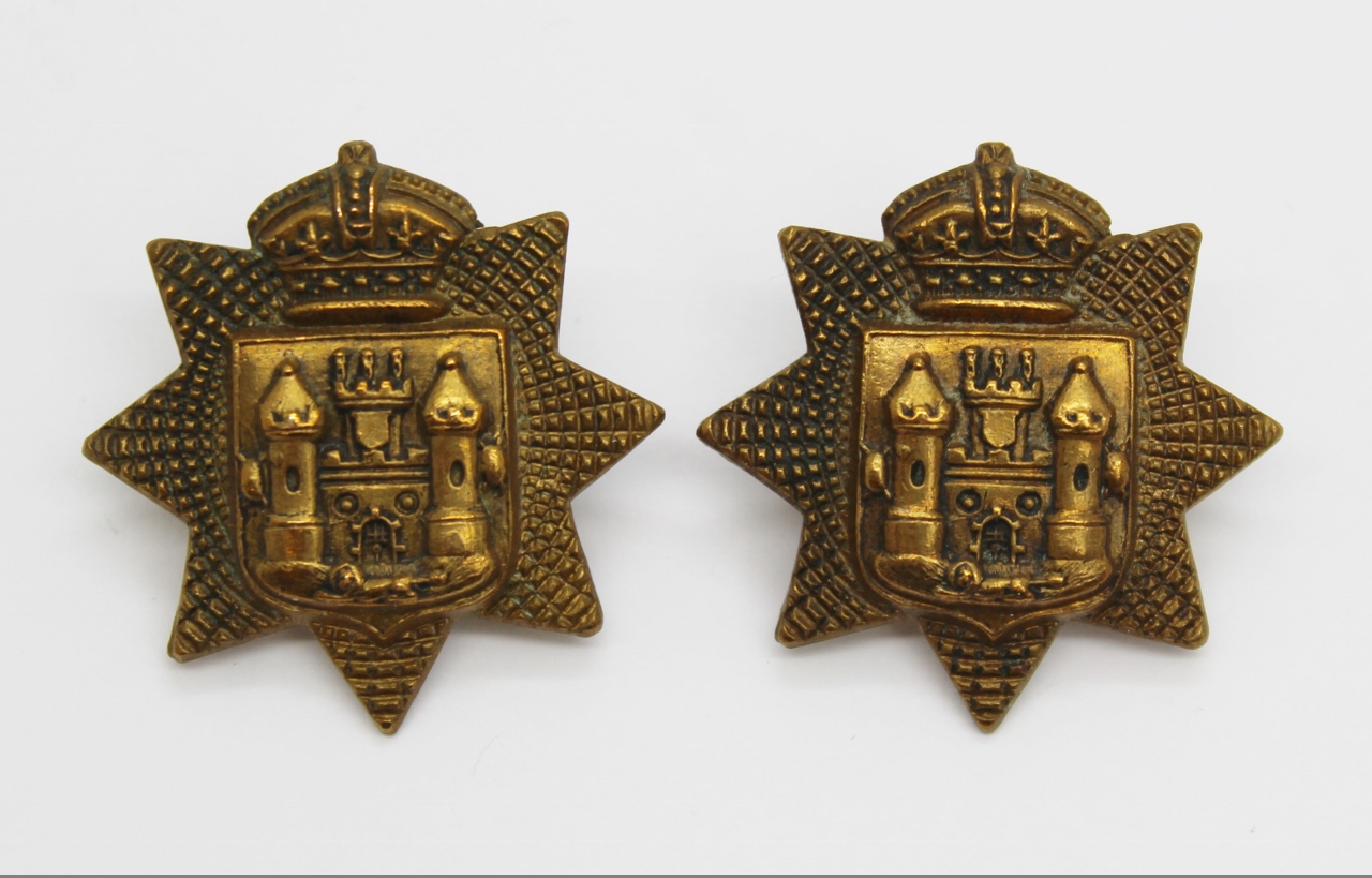Pair of Victorian East Surrey Regiment Collar Badges