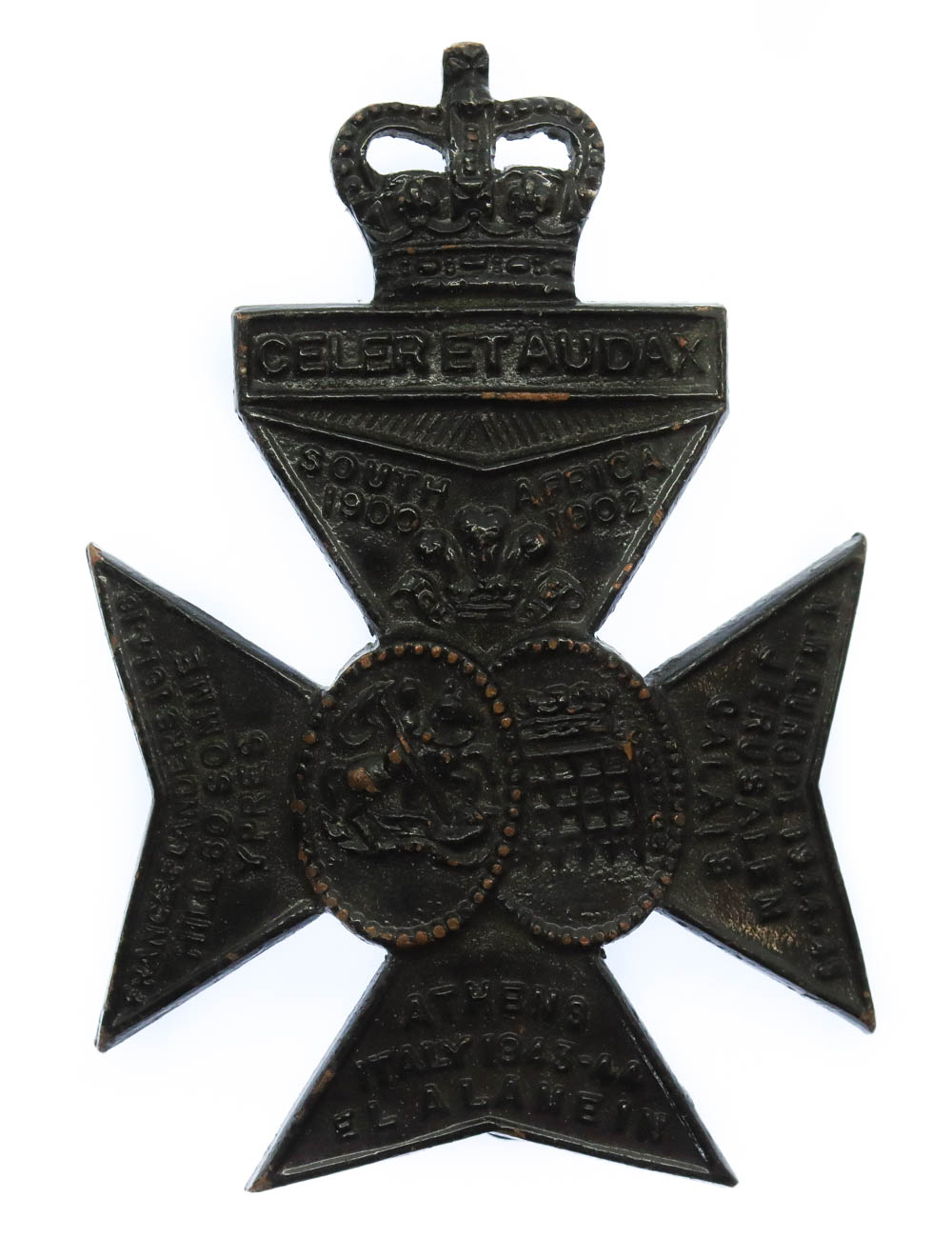 16th London Regiment (Queen's Westminster & Civil Service Rifles) Cap Badge - Queen's Crown