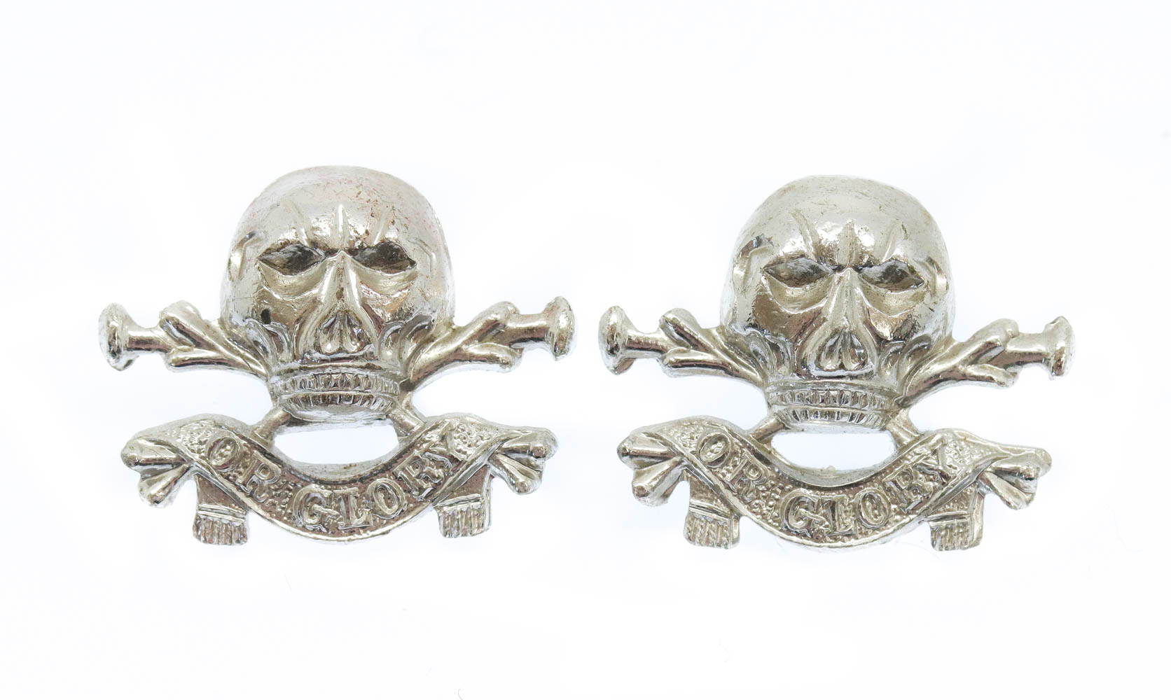 Pair of 17th/21st Lancers Anodised (Staybrite) Collar Badges
