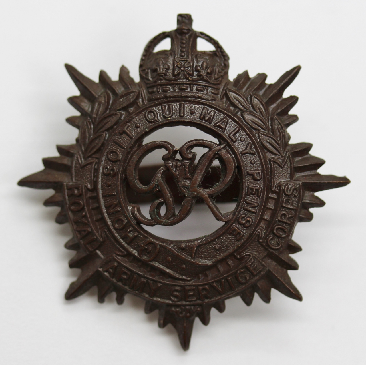 George VI Royal Army Service Corps (R.A.S.C.) Officer's Service Dress Cap Badge