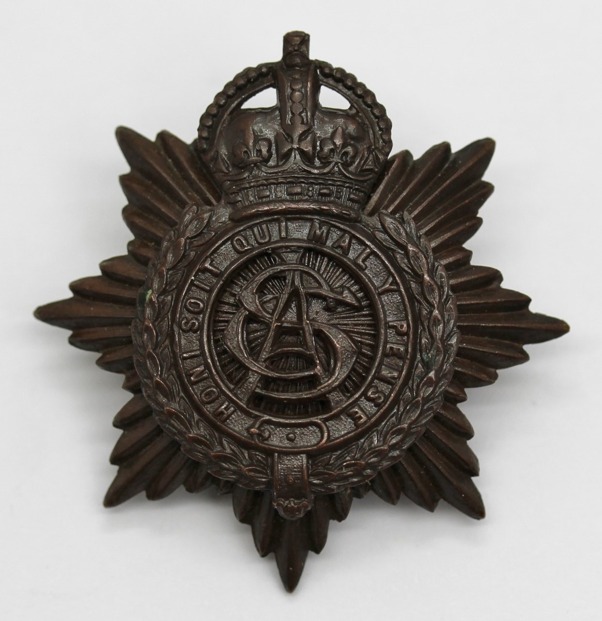 Army Service Corps (A.S.C.) Officer's Service Dress Cap Badge - King's Crown