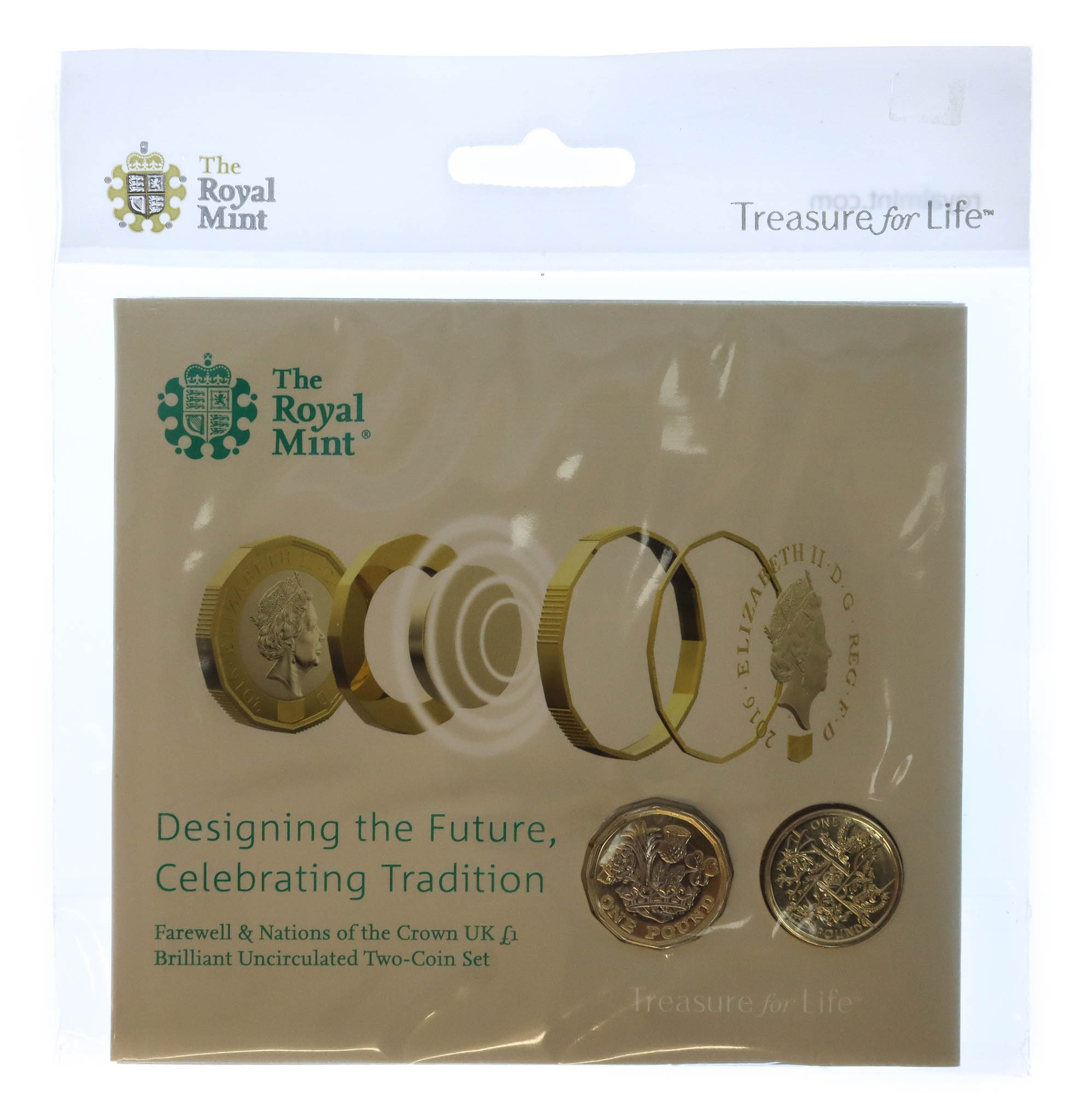 Royal Mint Brilliant Uncirculated Farewell & Nations of the Crown United Kingdom £1 Two Coin Set