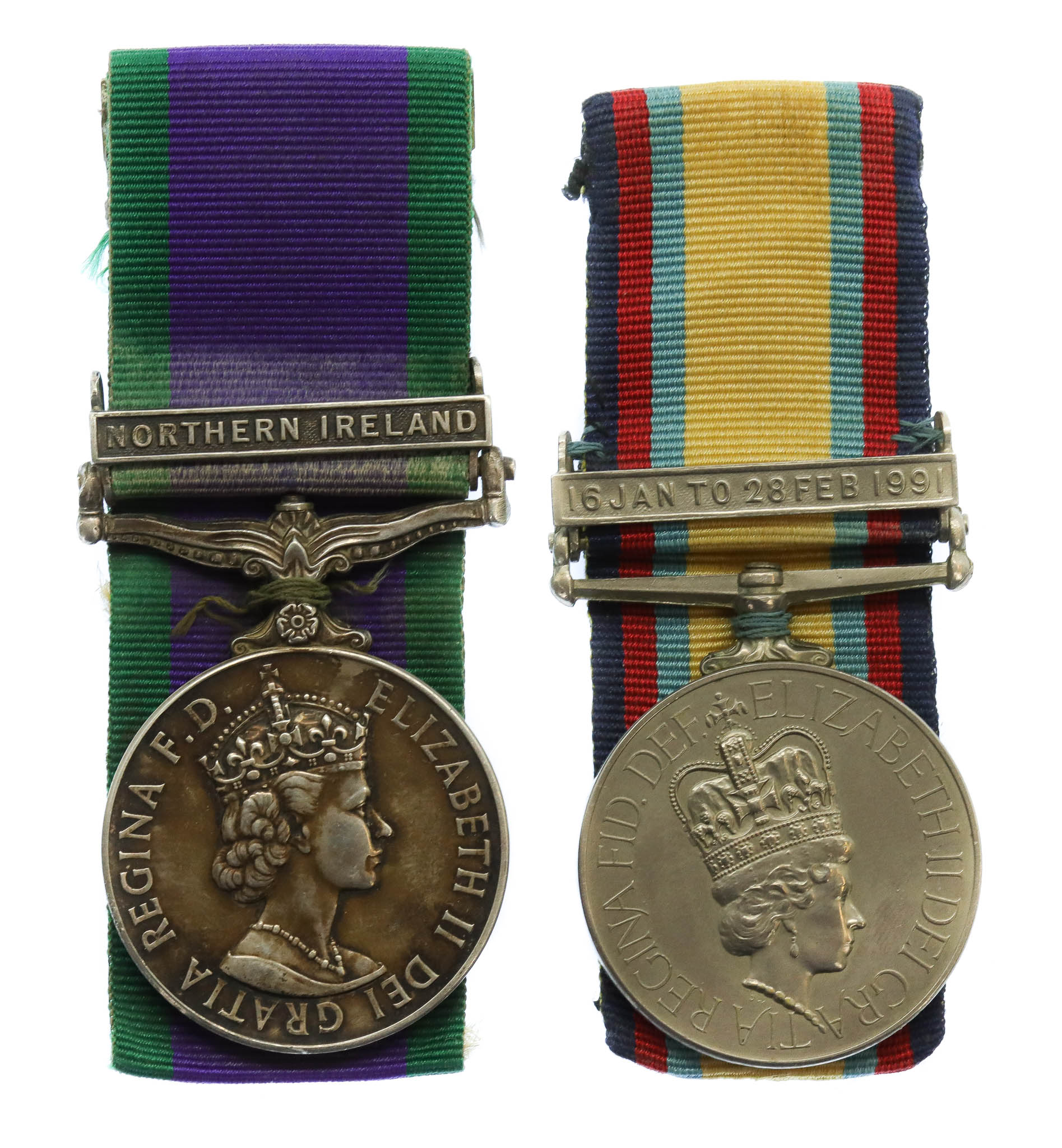 Campaign Service Medal (Clasp - Northern Ireland) and Gulf Medal (Clasp - 16 Jan to 28 Feb 1991) - Cpl. R. Kirby, Army Catering Corps