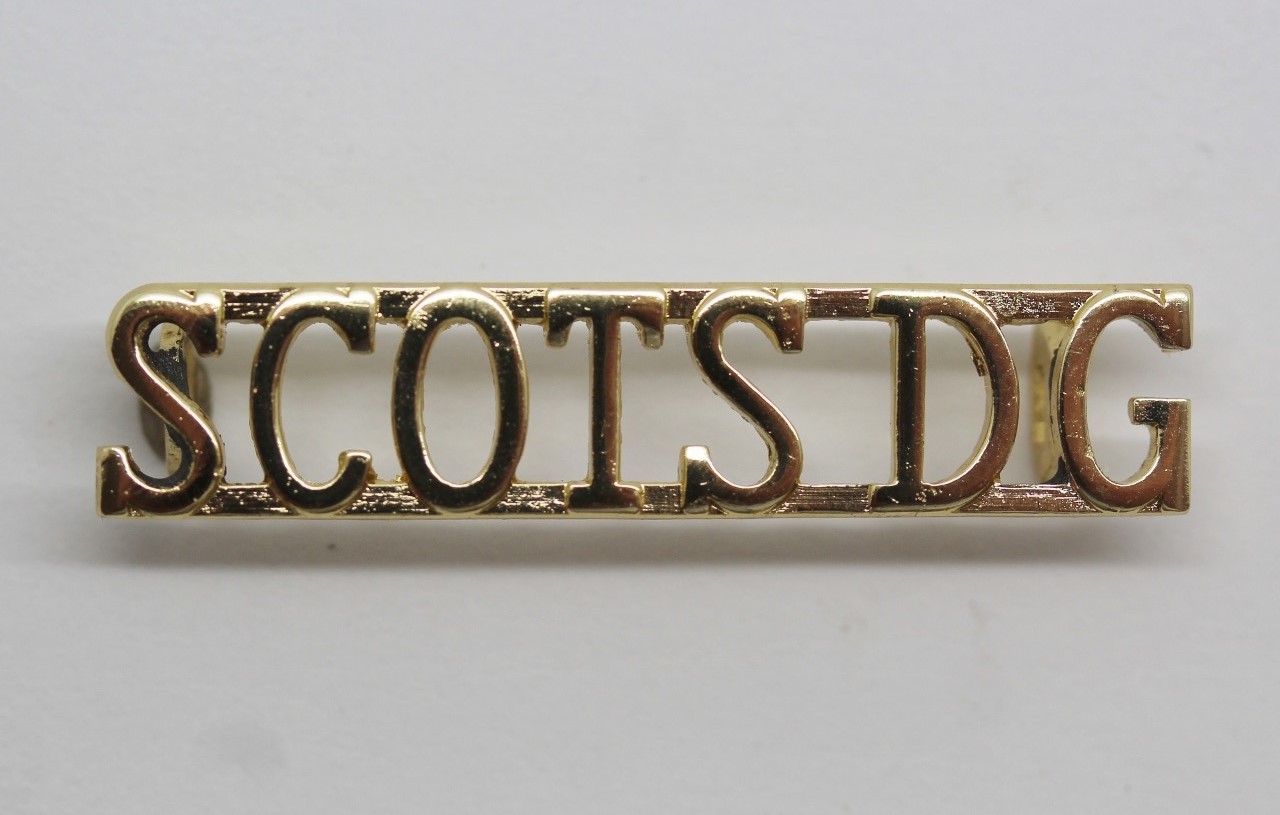 Royal Scots Dragoon Guards (SCOTS DG) Anodised (Staybrite) Shoulder Title