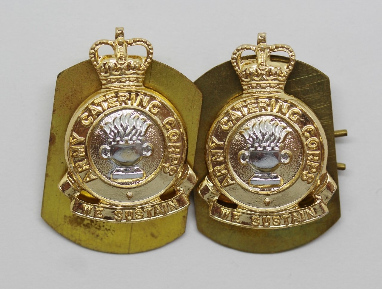 Pair of Army Catering Corps Anodised (Staybrite) Collar Badges
