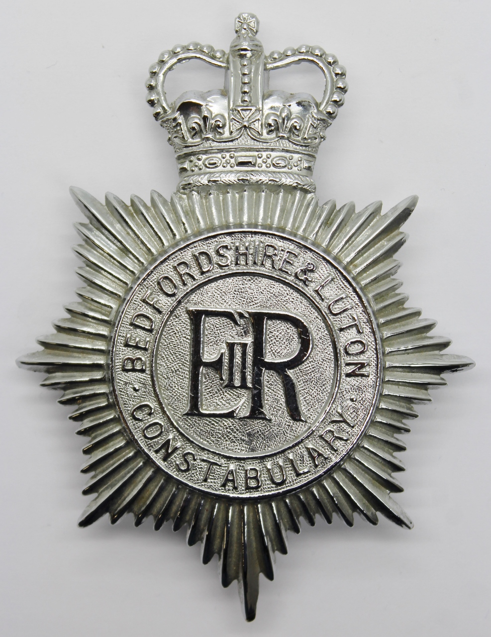 Bedfordshire & Luton Constabulary Helmet Plate - Queens Crown