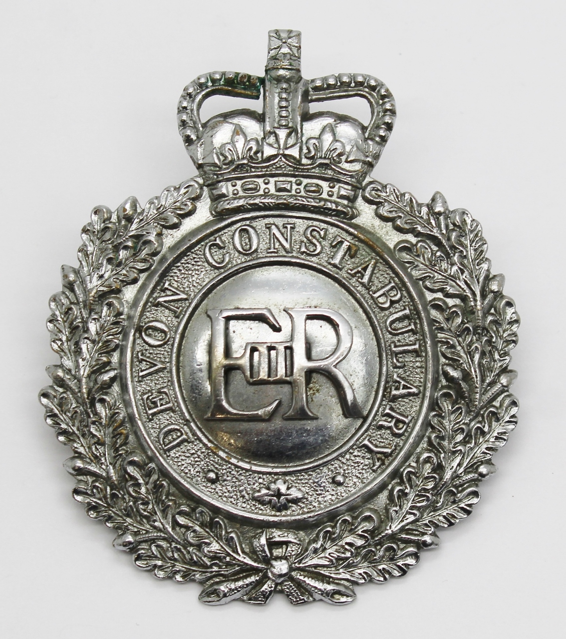 Devon Constabulary Wreath Helmet Plate - Queen's Crown