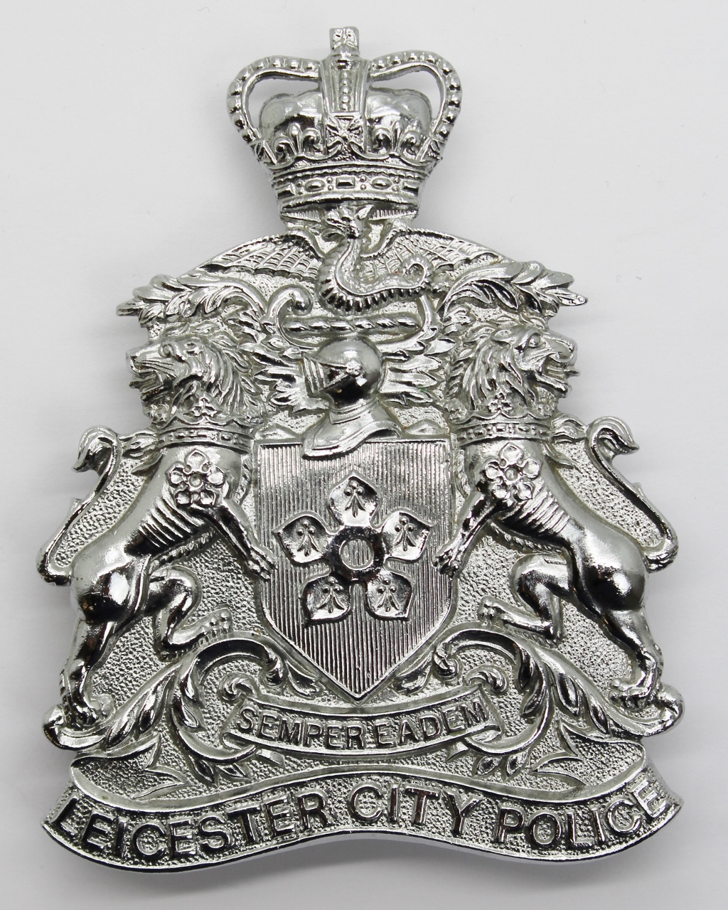 Leicester City Police Helmet Plate - Queen's Crown