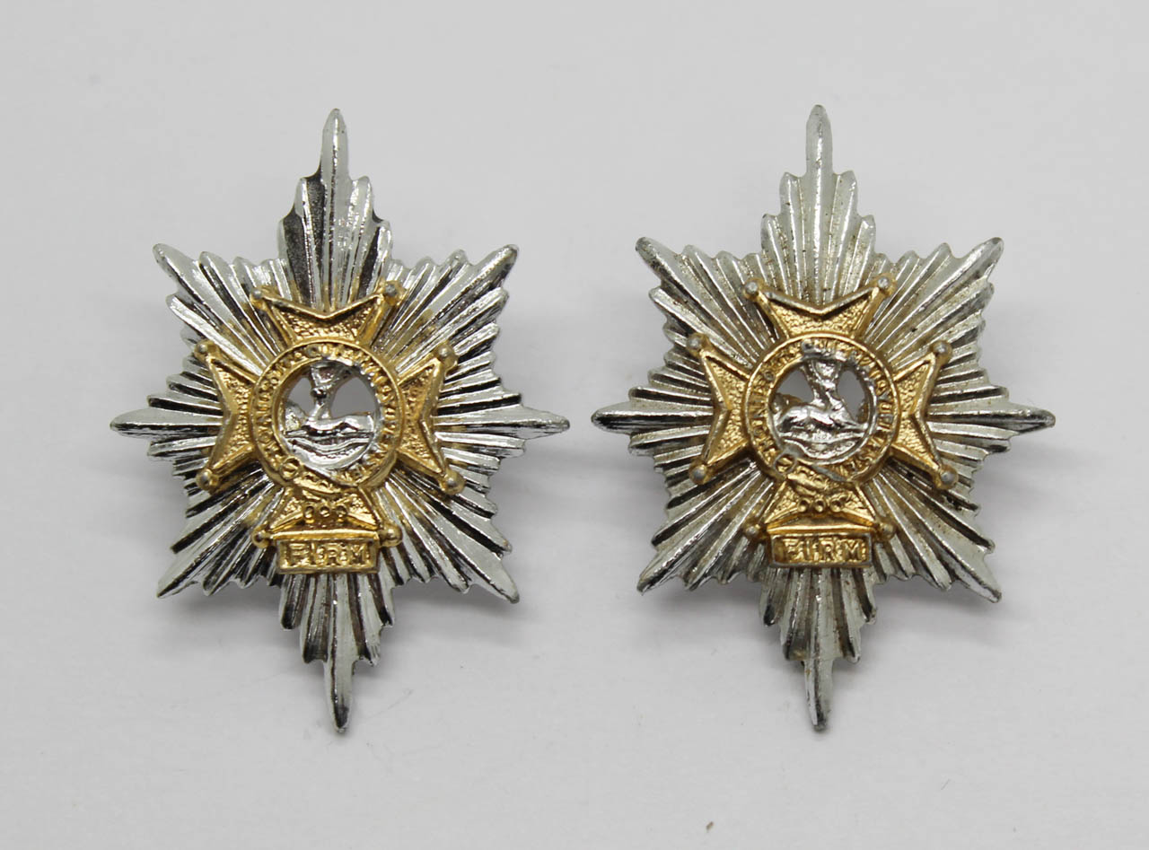Pair of Worcestershire & Sherwood Foresters Anodised (Staybrite) Collar Badges
