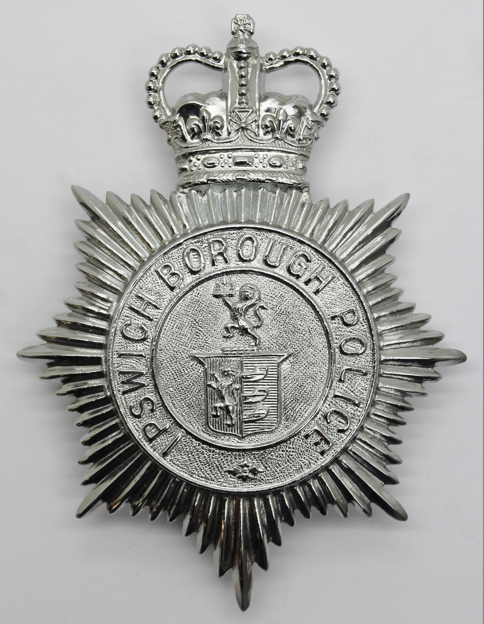 Ipswich Borough Police Helmet Plate -Queen's Crown