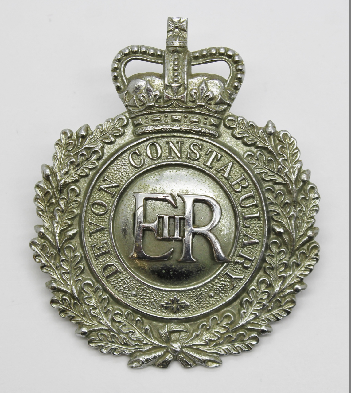 Devon Constabulary Wreath Helmet Plate _ Queen's Crown