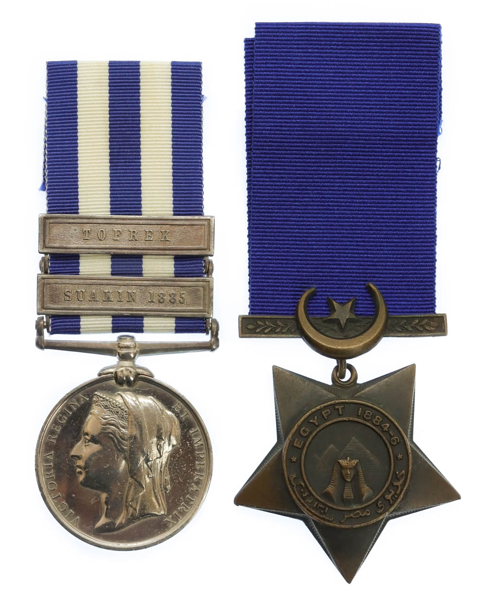 Egypt Medal (Clasps - Suakin 1885, Tofrek) and 1884-6 Khedives Star - Pte. T. Jones, Royal Marine Light Infantry