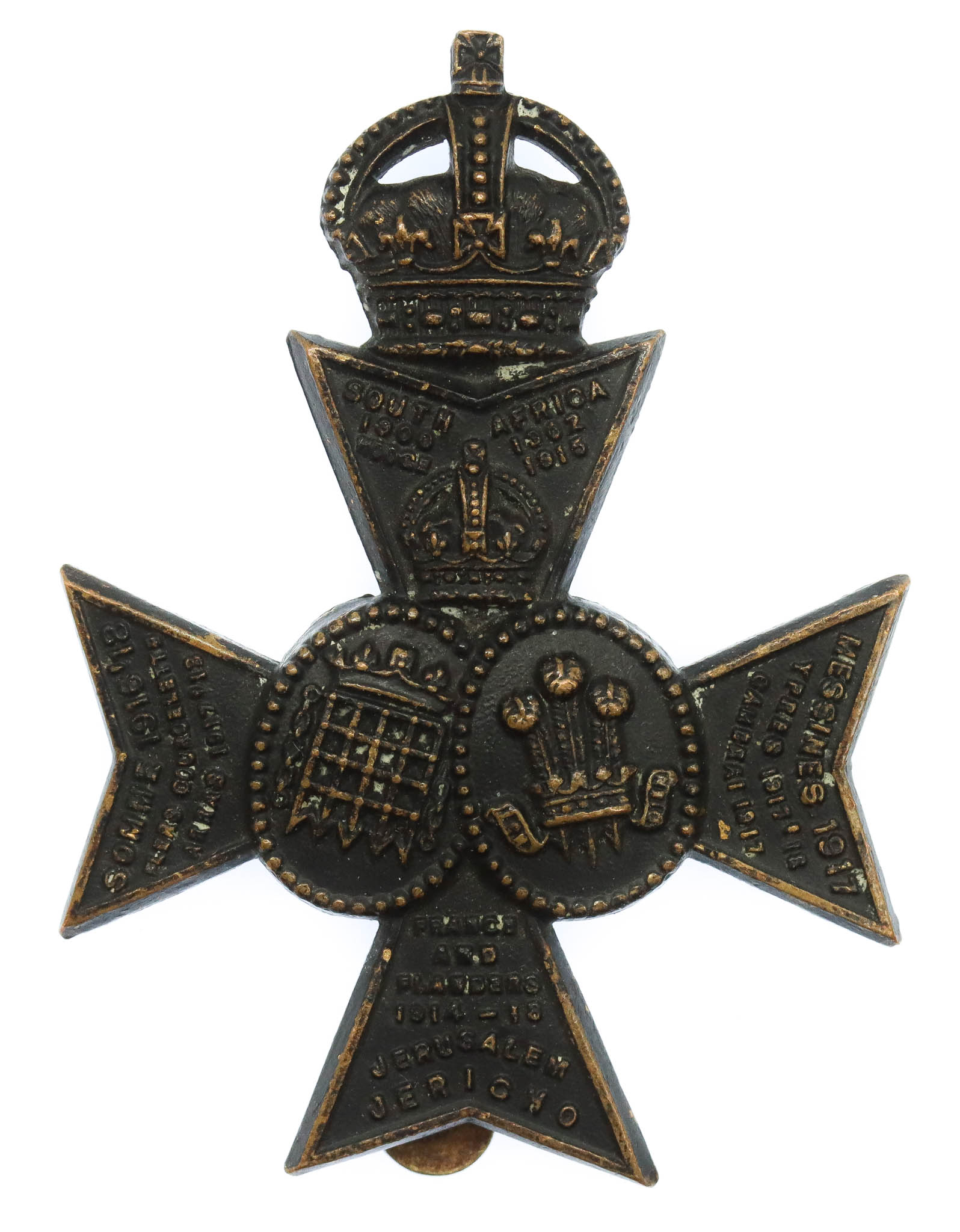 16th Bn. (Queen's Westminster & Civil Service Rifles) London Regiment Cap Badge - King's Crown