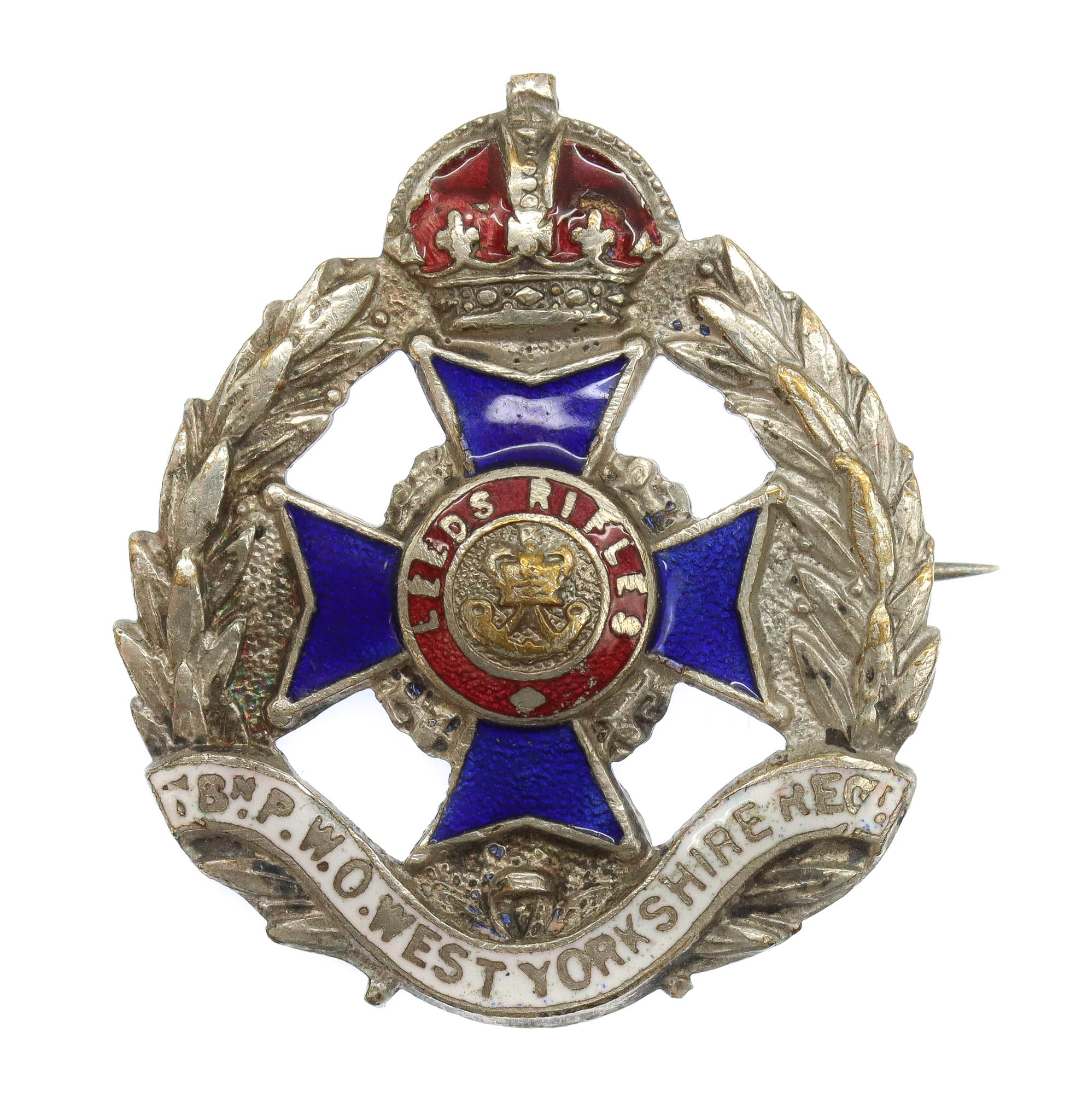 WWI 7th Bn. P.W.O. West Yorkshire Regiment (Leeds Rifles) Enamelled Sweetheart Brooch