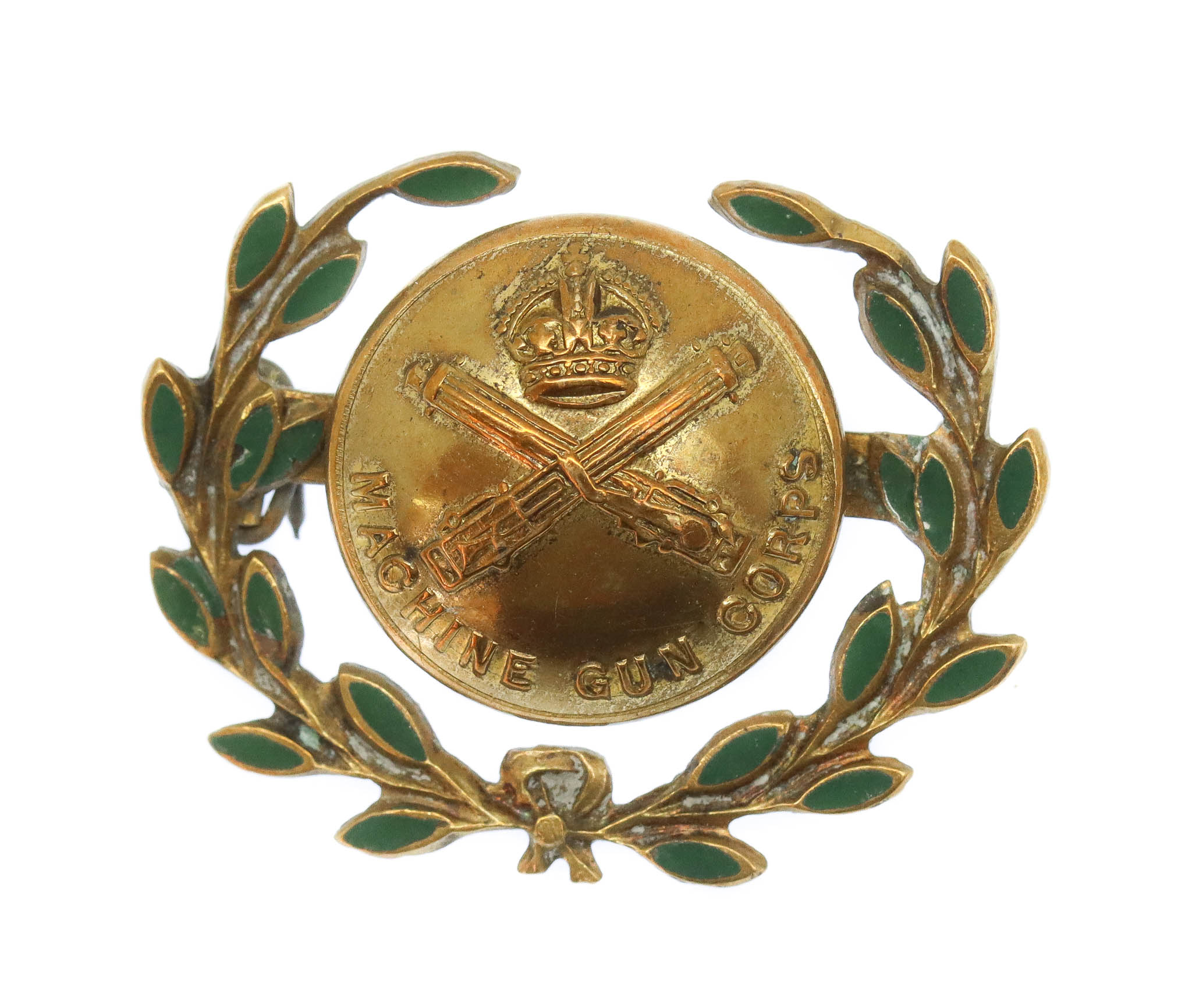WWI Machine Gun Corps (M.G.C.) Button Sweetheart Brooch