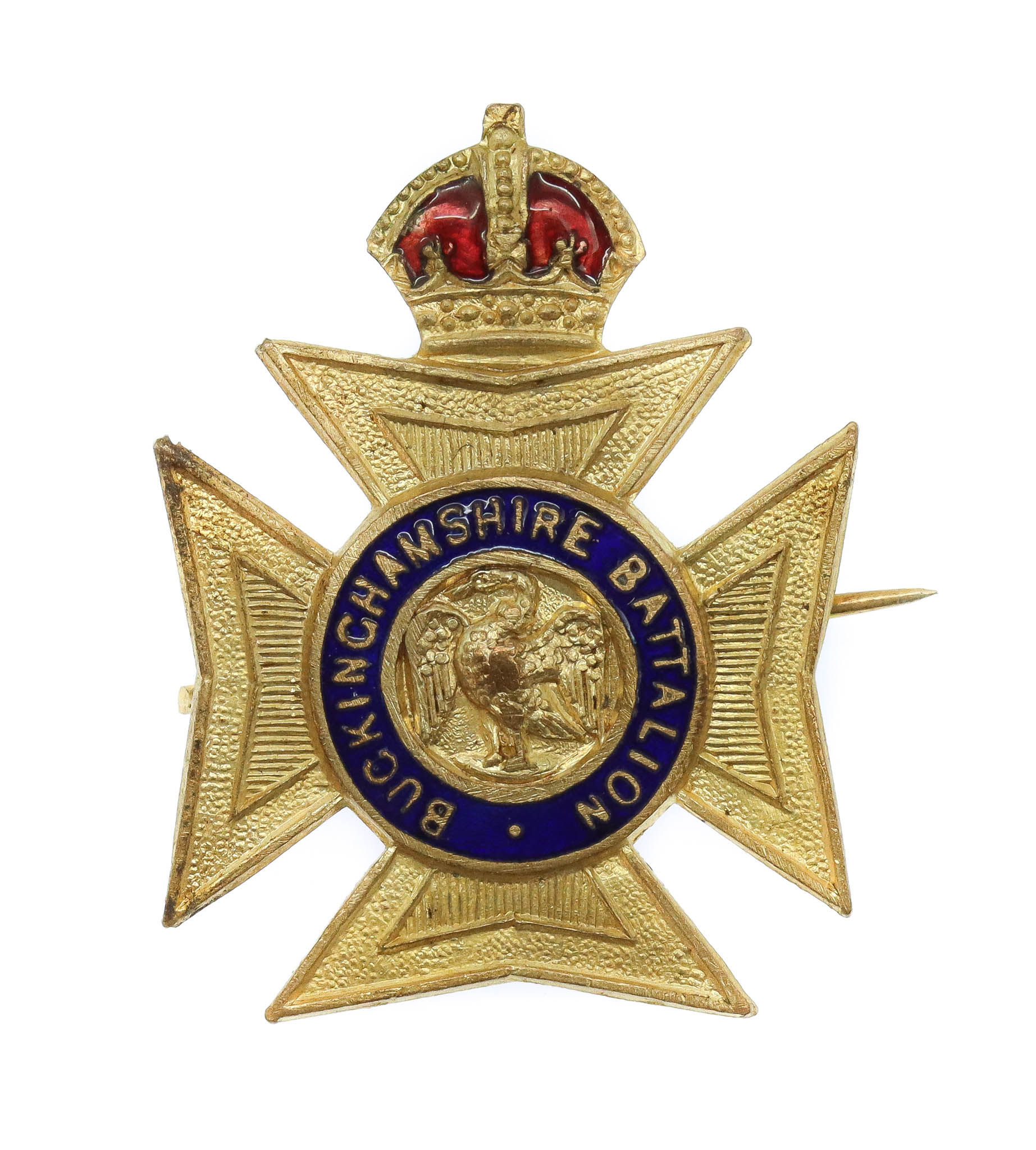 Buckinghamshire Battalion Enamelled Sweetheart Brooch - King's Crown