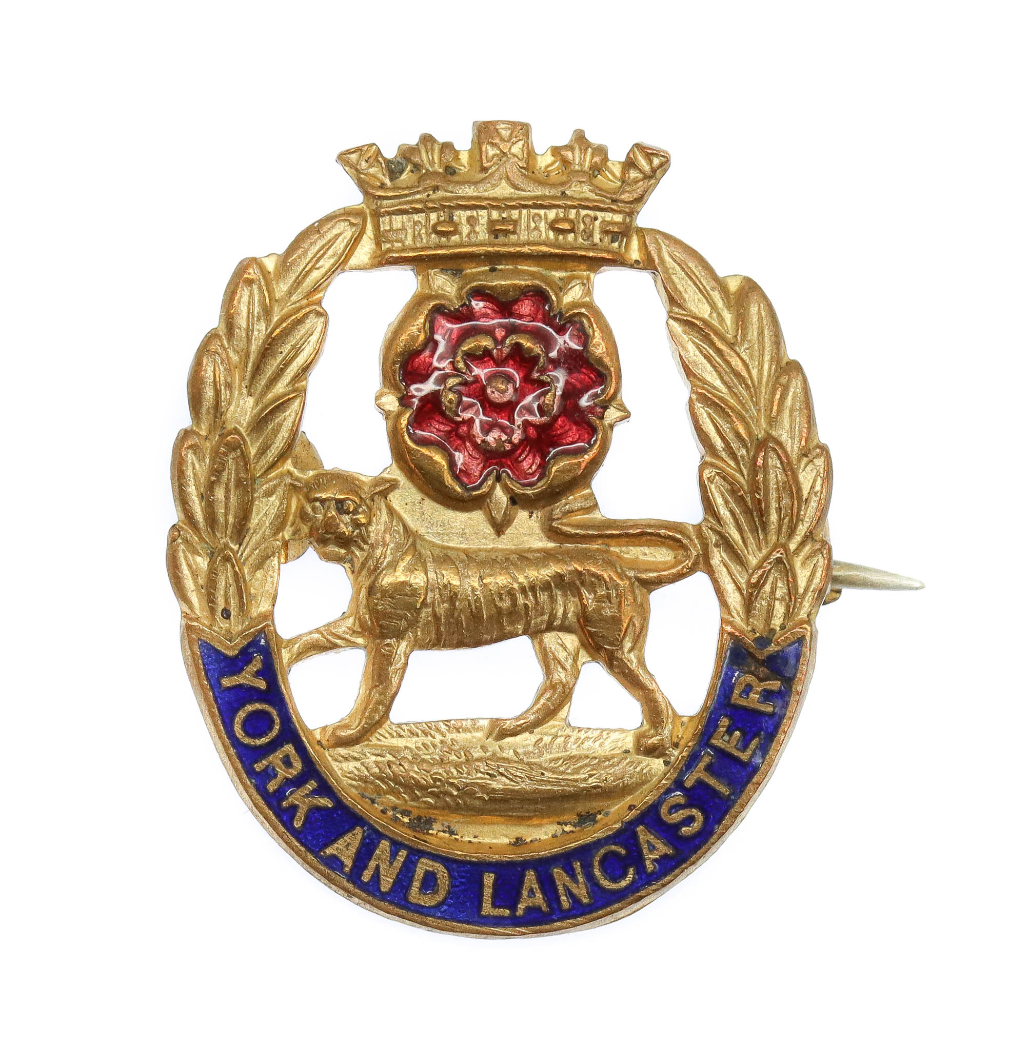 York & Lancaster Regiment Brass & Enamel Sweetheart Brooch