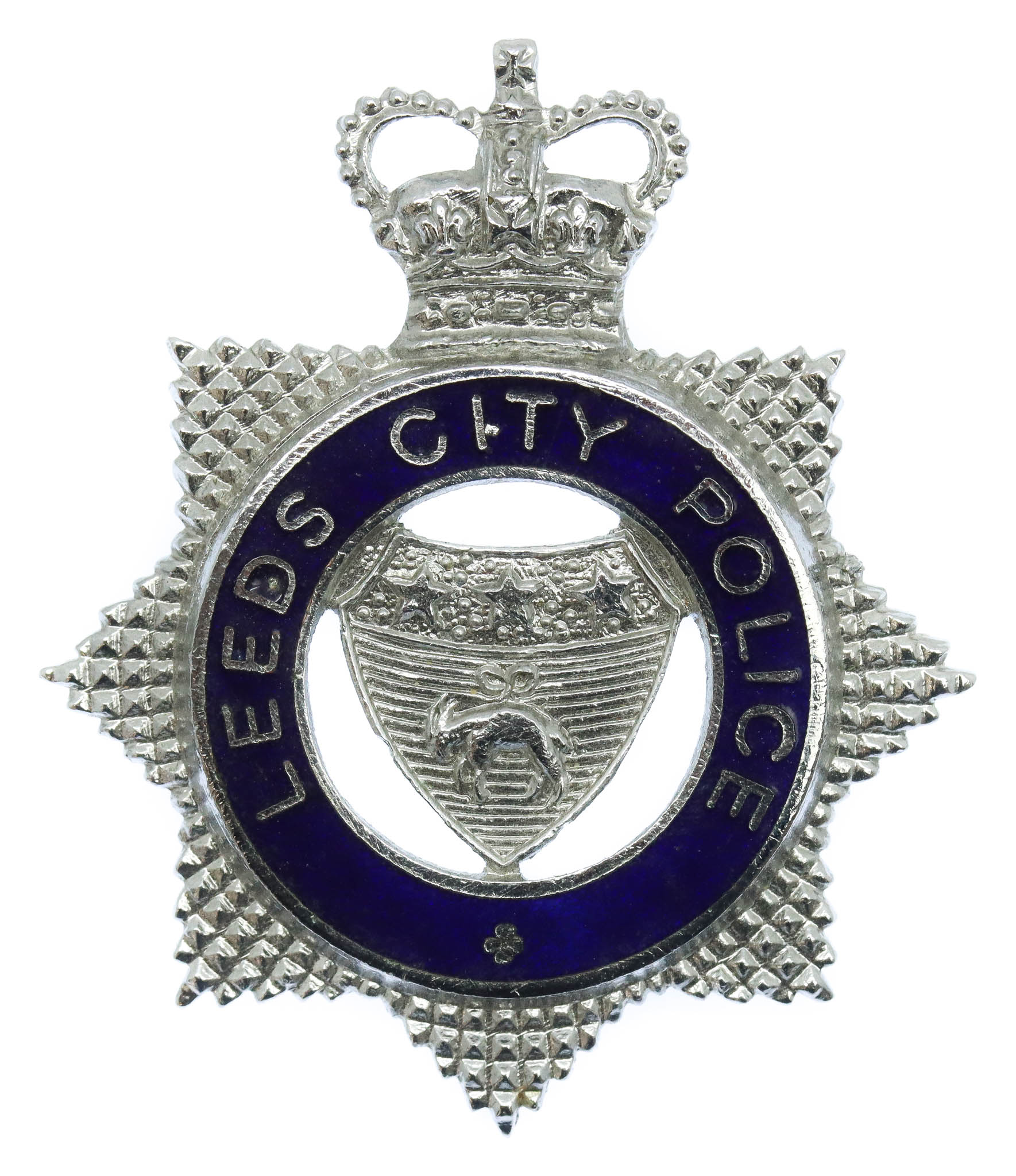 Leeds City Police Senior Officer's Enamelled Cap Badge - Queen' Crown