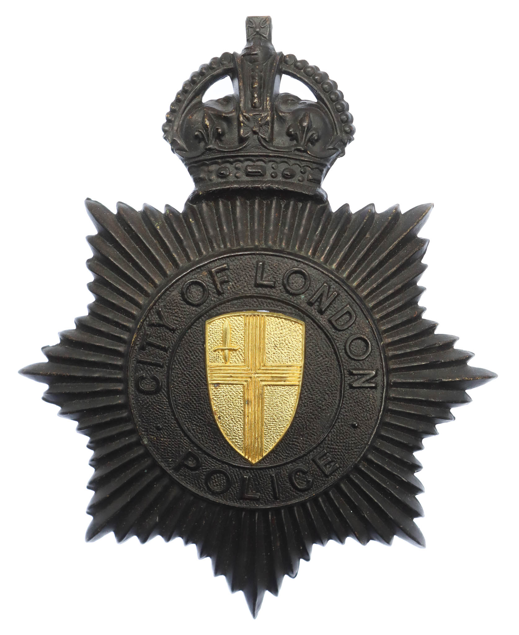 City of London Police Black Star Helmet Plate - King's Crown
