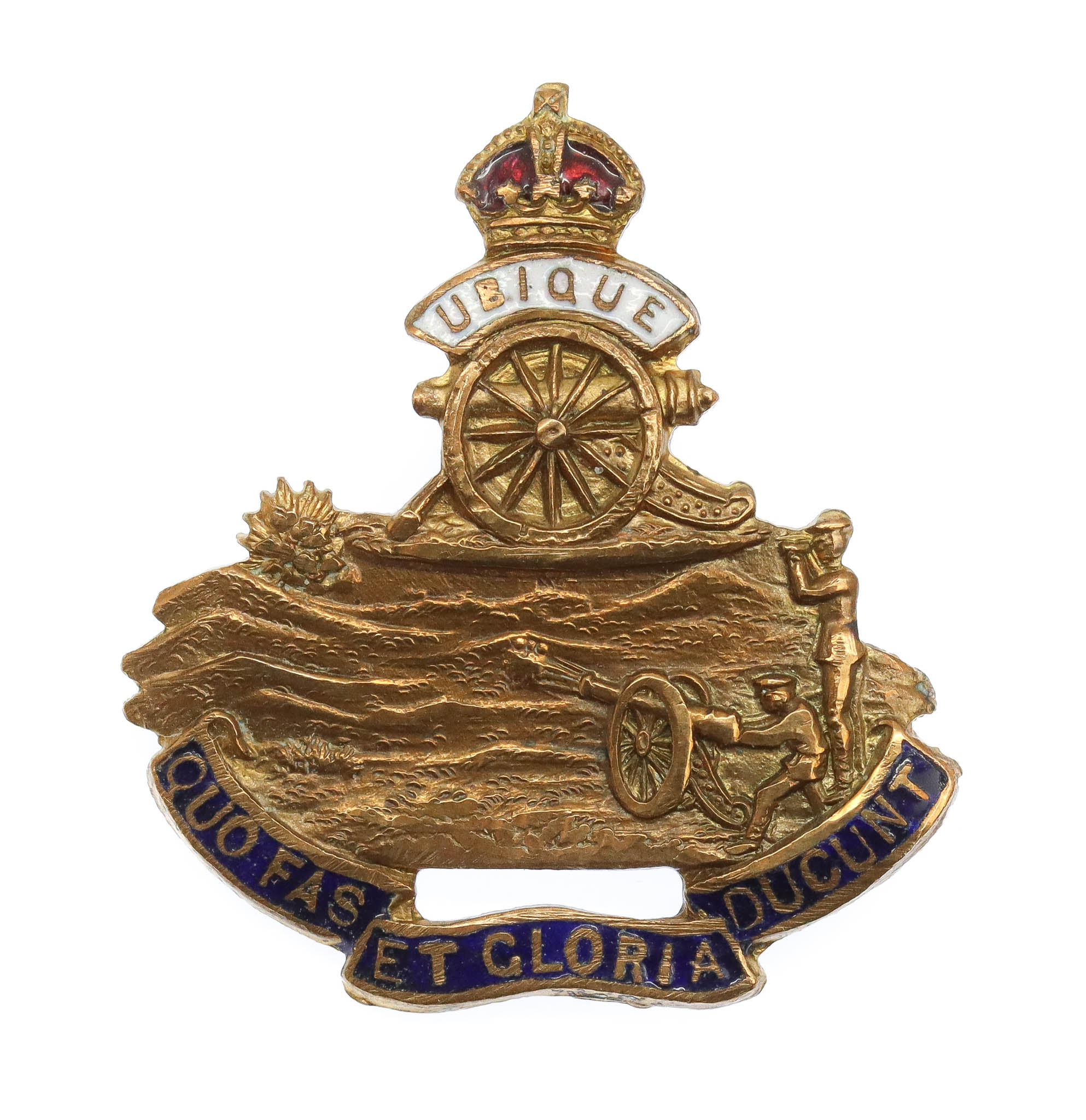 WWI Royal Artillery Brass & Enamel Sweetheart Brooch
