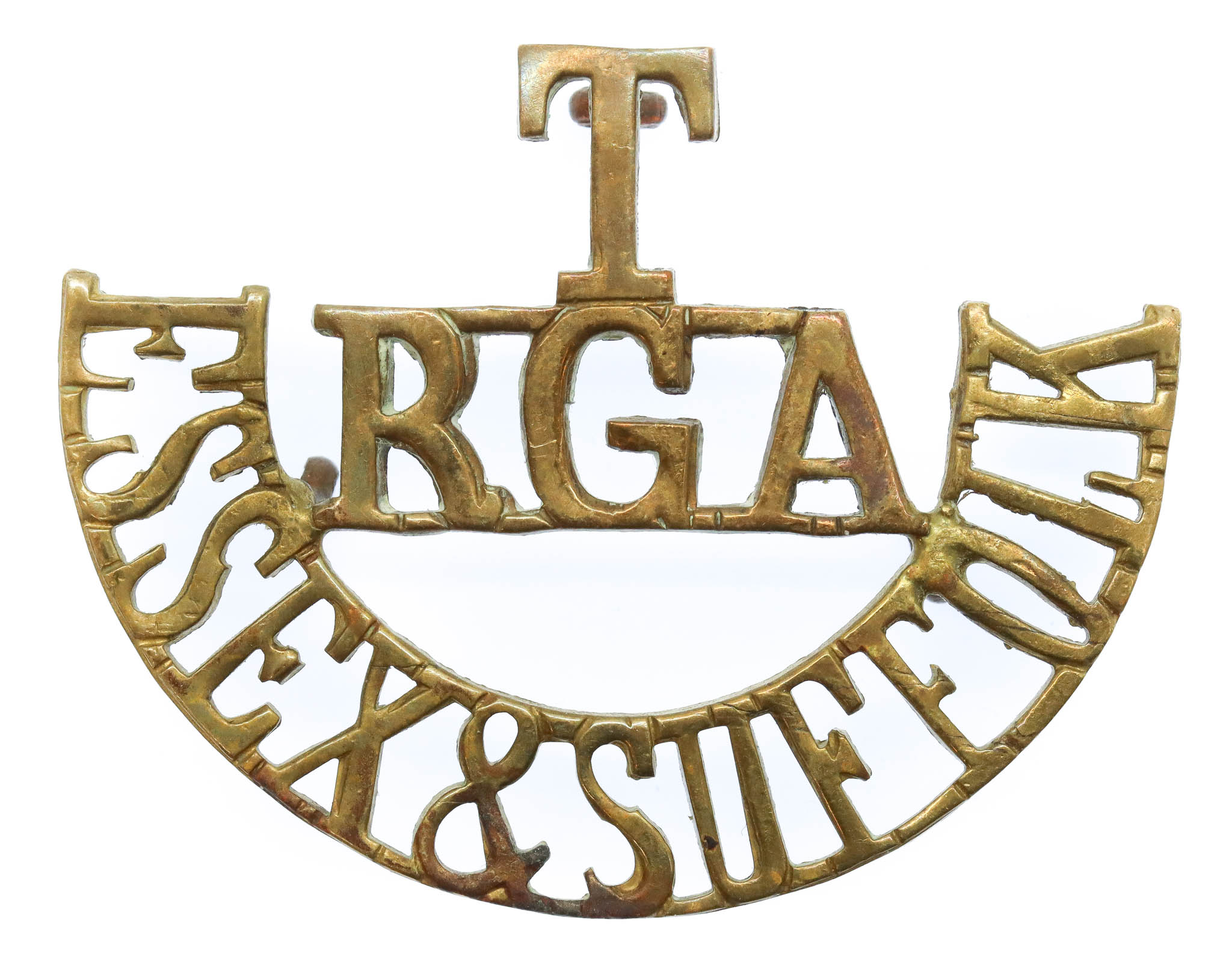 Rare Essex & Suffolk Territorials, Royal Garrison Artillery (T/R.G.A./ESSEX & SUFFOLK) Shoulder Title