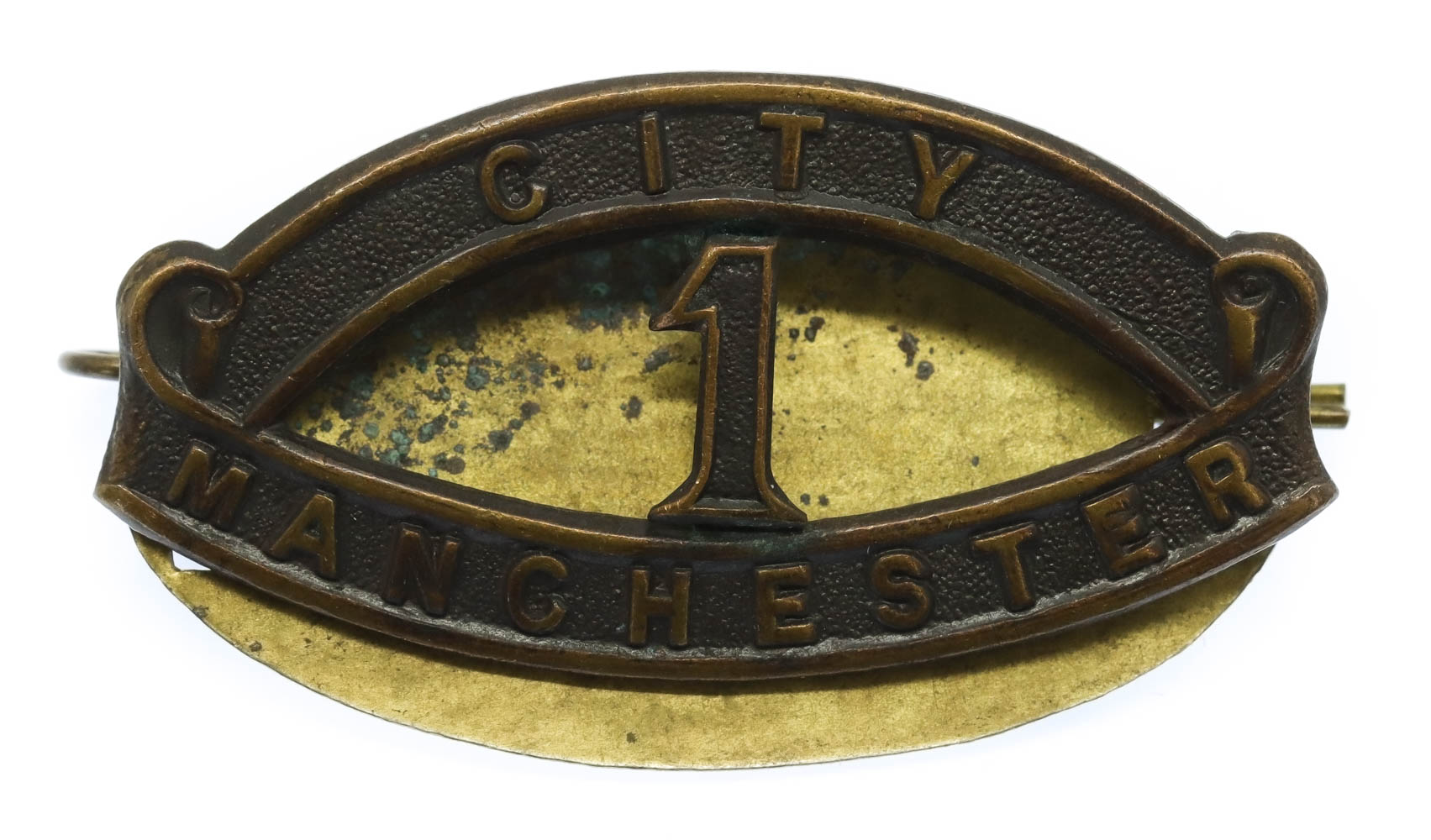 WWI 16th (1st City Pals) Bn. Manchester Regiment (CITY/1/MANCHESTER) Shoulder Title