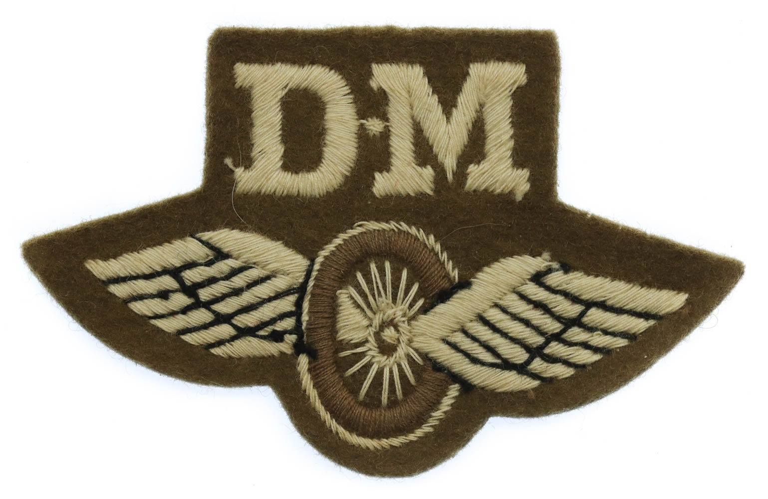British Army Driver Mechanic (D.M.) Winged Wheel Cloth Proficiency Arm Badge