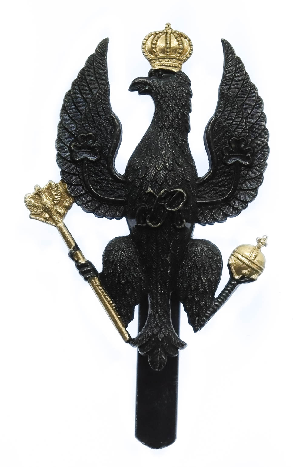 14th/20th King's Hussars Black Anodised (Staybrite) Cap Badge (Large Size)