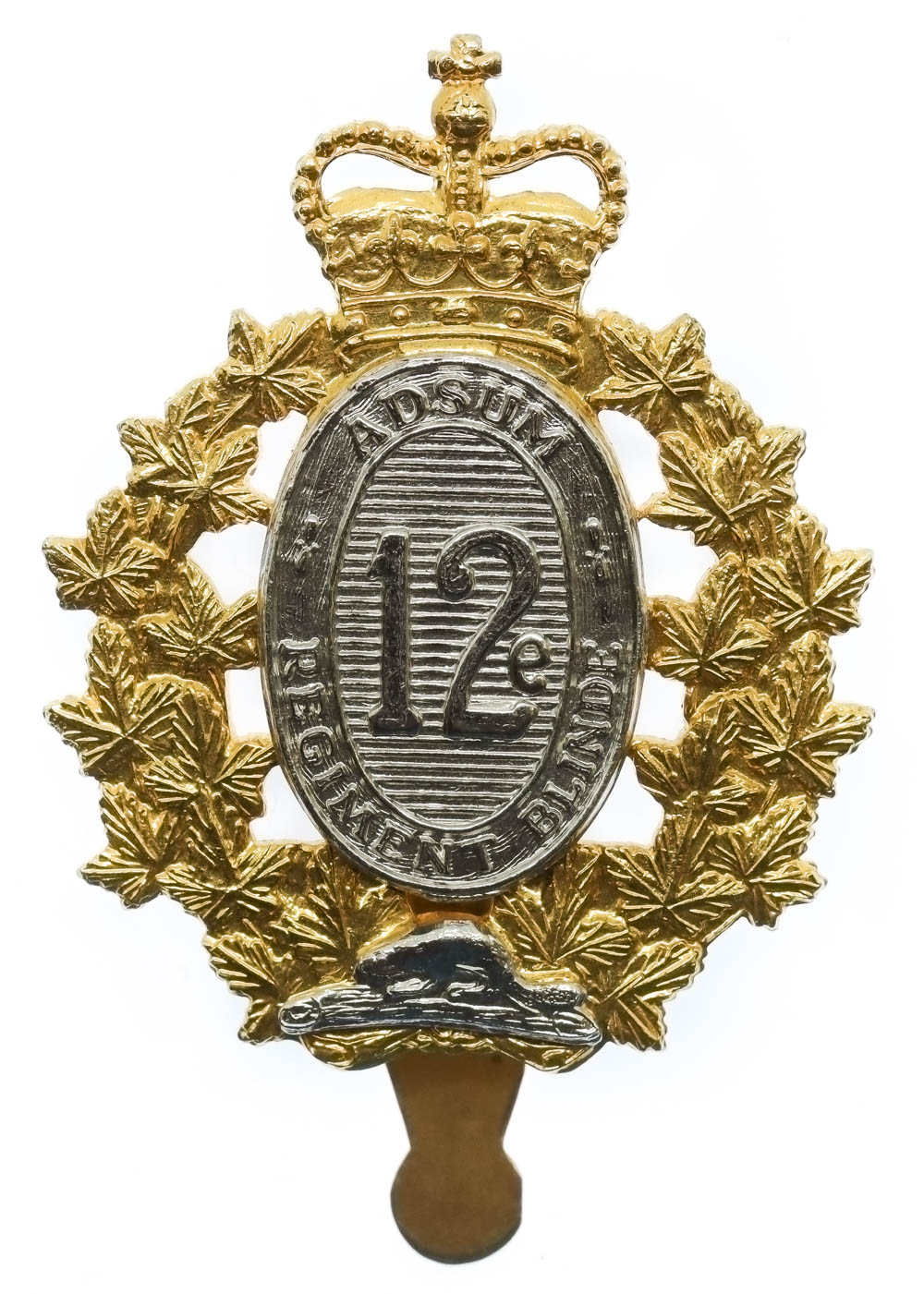 Canadian 12th Armoured Regiment of Canada Cap Badge - Queen's Crown