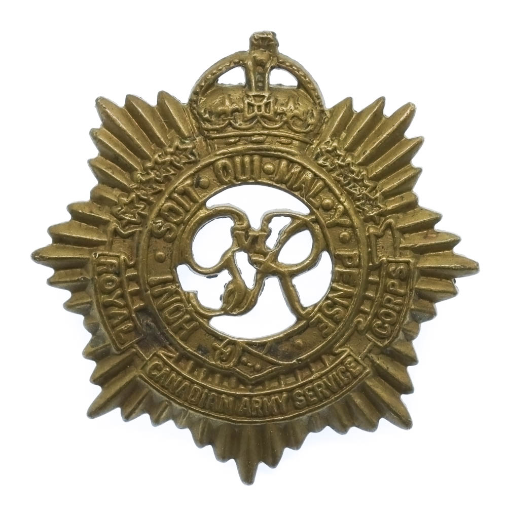 George VI Royal Canadian Army Service Corps Cap Badge
