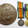 WW1 British War Medal, Victory Medal and Memorial Plaque - Pte. T. Findlow, 1st Bn. South Wales Borderers - K.I.A.