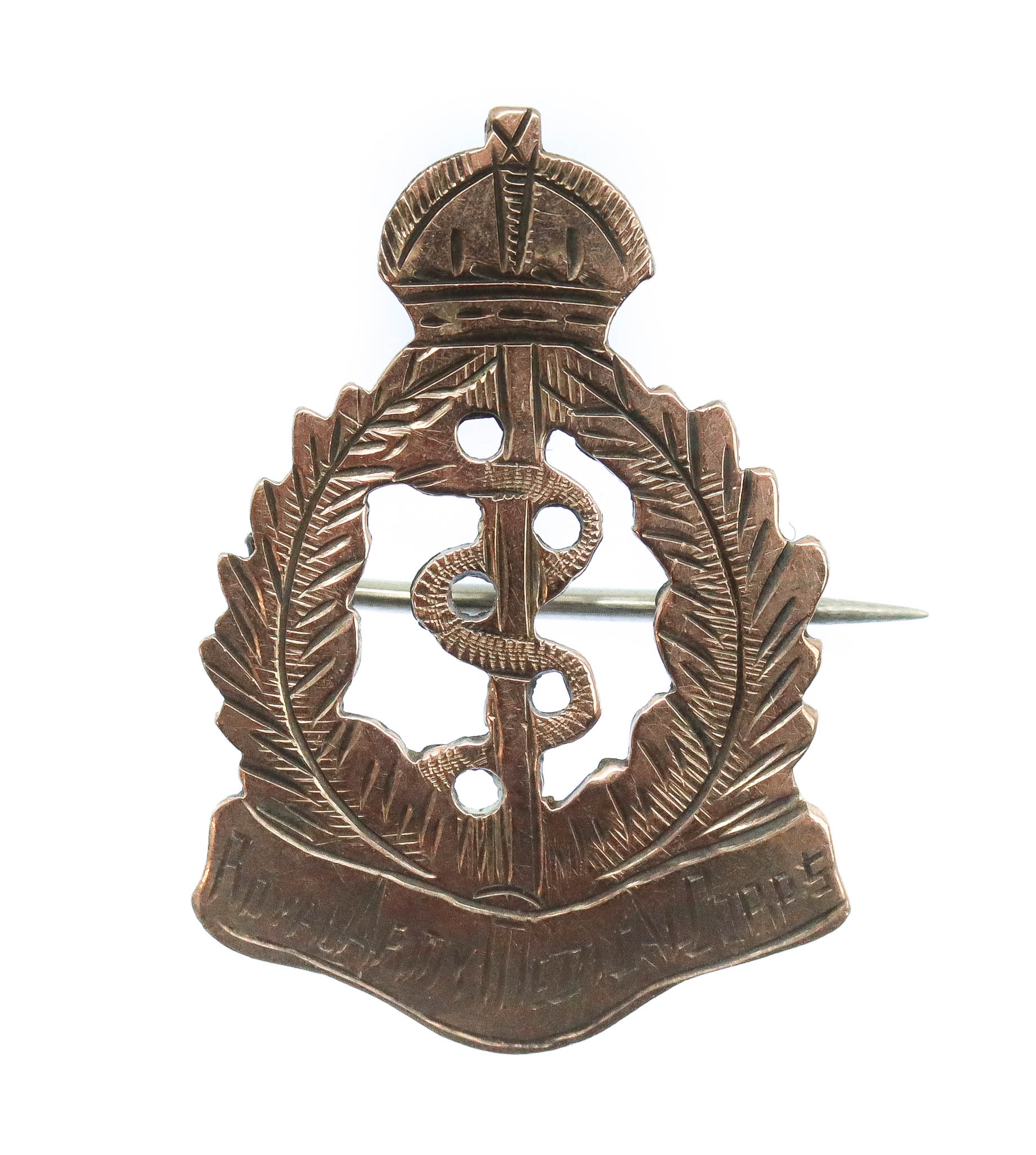 WWI Royal Army Medical Corps (R.A.M.C.) Gold on Silver Sweetheart Brooch
