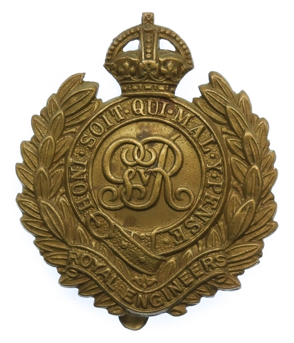 George V Royal Engineers Economy Cap Badge (Non Voided Centre)