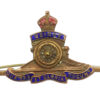 Royal Artillery Brass & Enamel Sweetheart Brooch - King's Crown (Revolving Wheel)