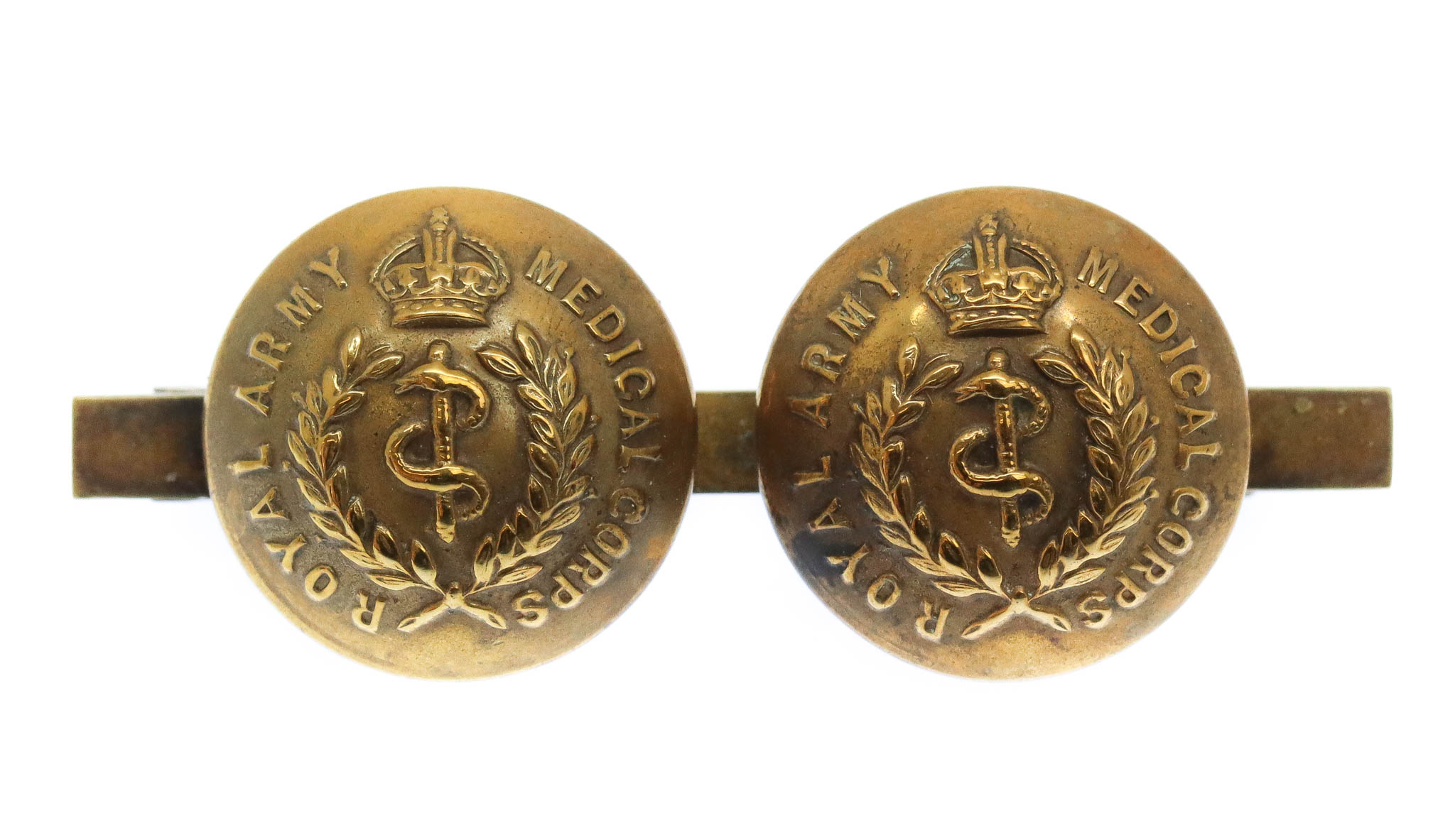 Royal Army Medical Corps (R.A.M.C.) Button Sweetheart Brooch - King's Crown