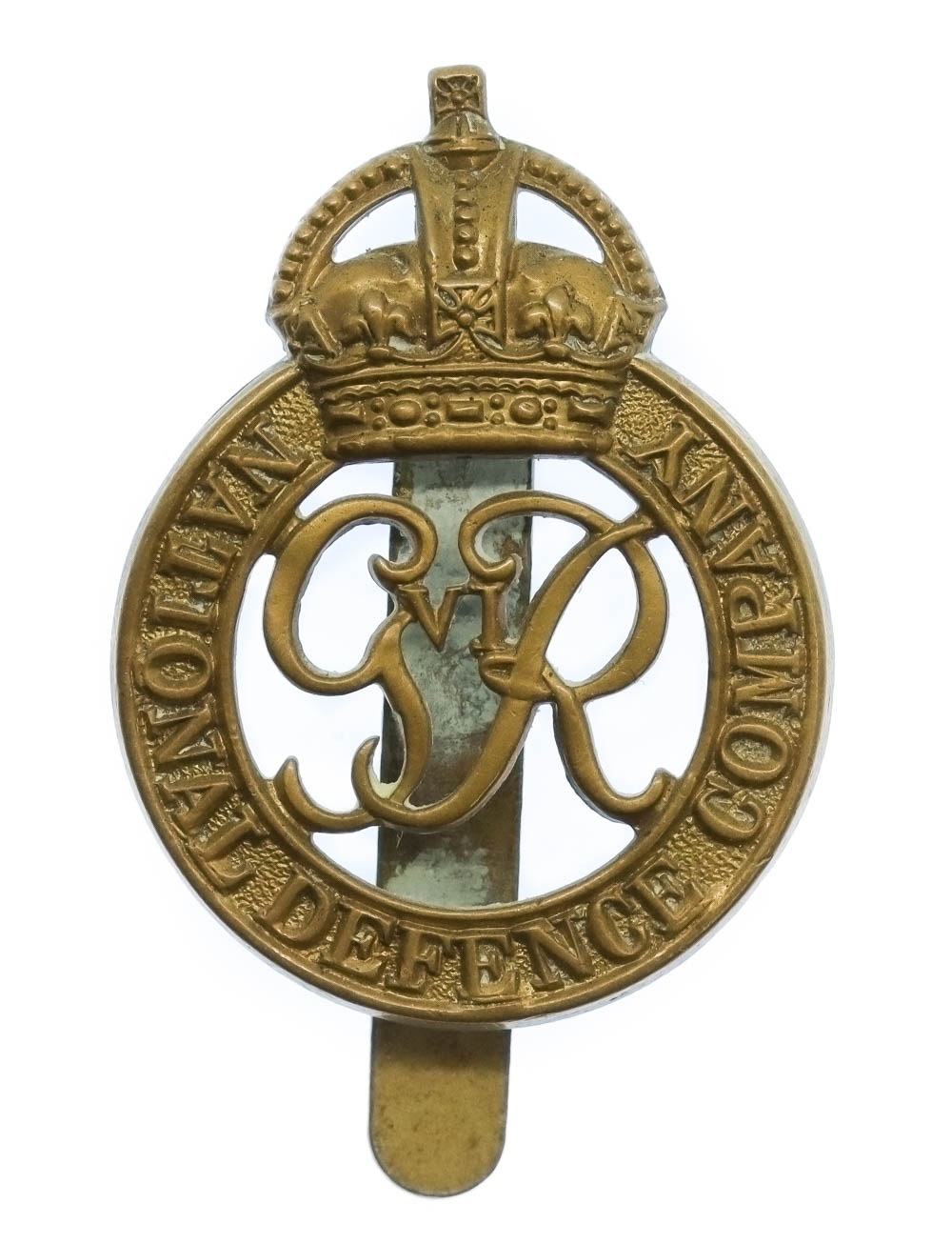 George VI National Defence Company Cap Badge