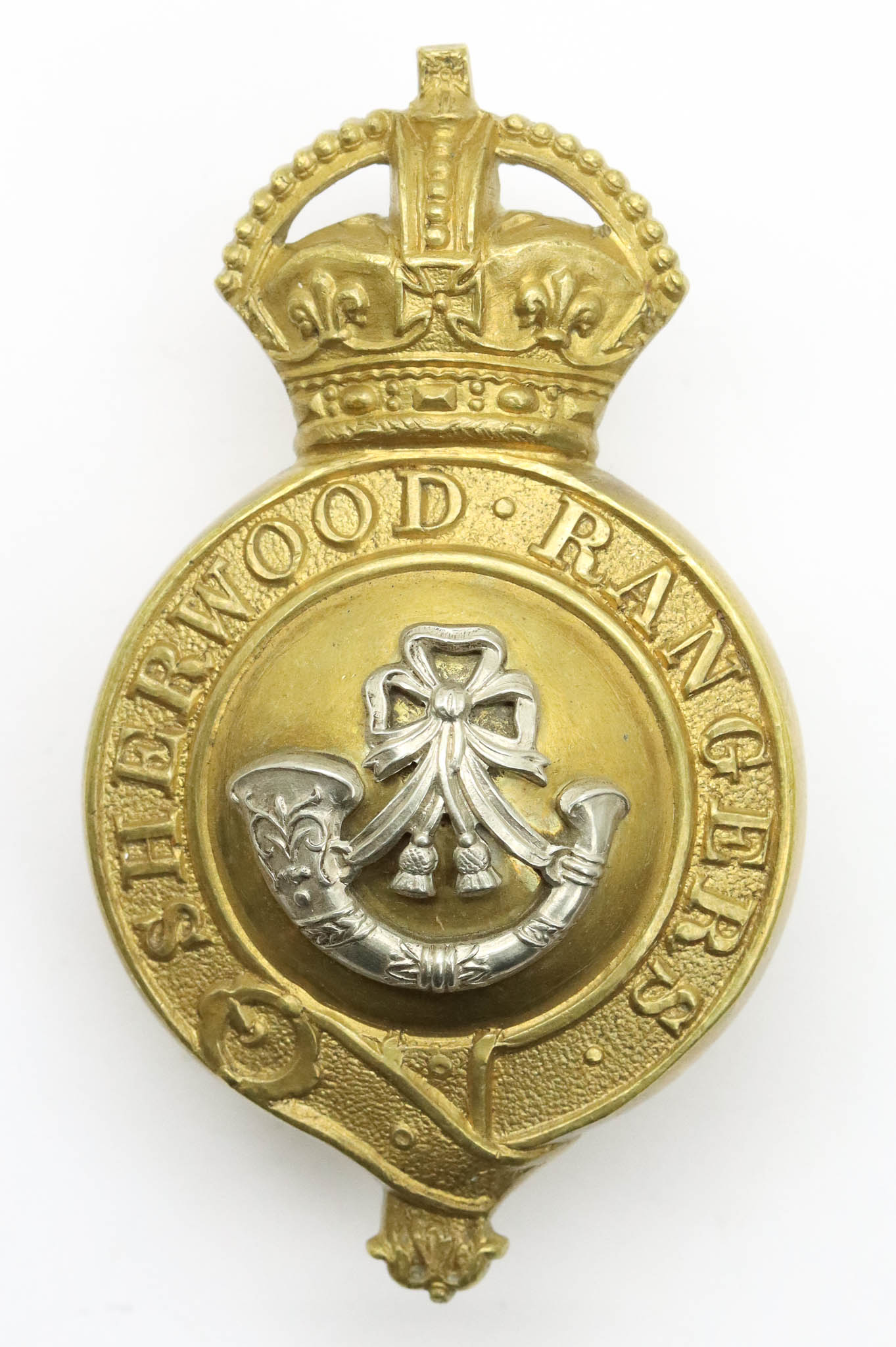 Sherwood Rangers Yeomanry Officer's Horse Furniture Bit Boss Badge - King's Crown