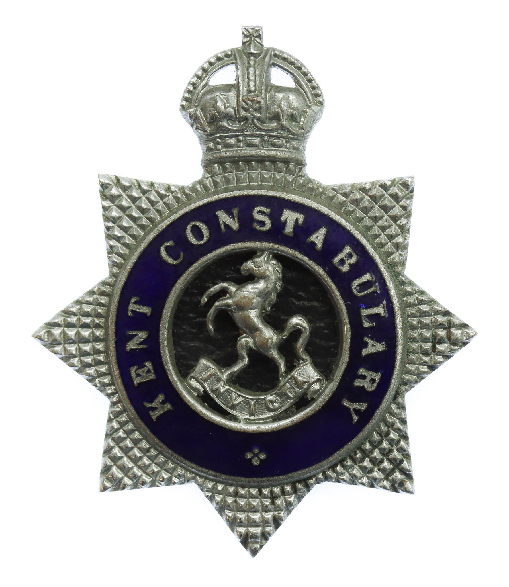 Kent Constabulary Senior Officer's Enamelled Cap Badge - King's Crown